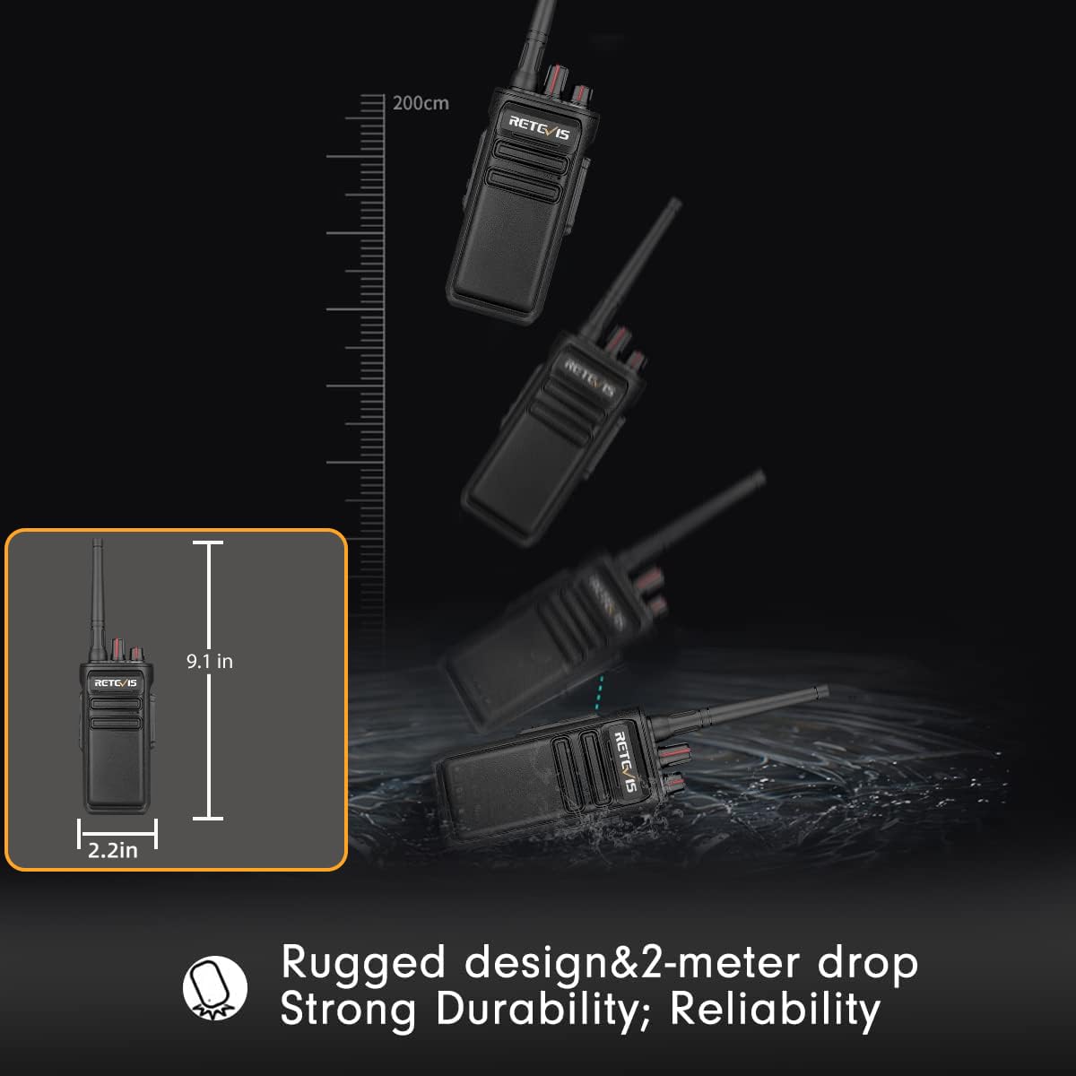 Retevis Rb23 Walkie Talkie, Ip67 Waterproof, 5 Watt Power, Gmrs Two Way Radio, Long Range Adult Walkie Talkie, Ctcss, With 6 Way Multi Channel Charger For Business Security Patrol Church(6 Pack)