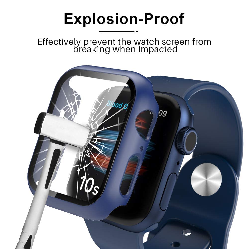 Tauri 2 Pack Hard Case Compatible For Apple Watch Se/Series 6/5/4 40Mm With 9H Tempered Glass Screen Protector, [Touch Sensitive