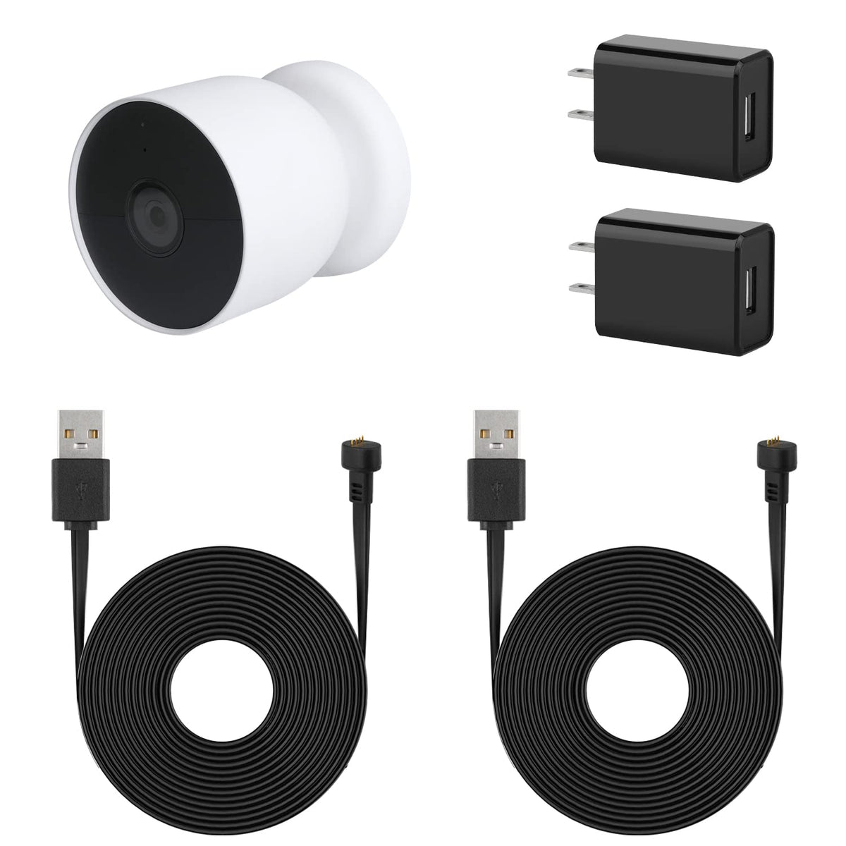 2Pack Power Adapter For Google Nest Cam (Battery), With 16.4Ft/5M Weatherproof Charging Cable Continuously Power Your Nest Cam (