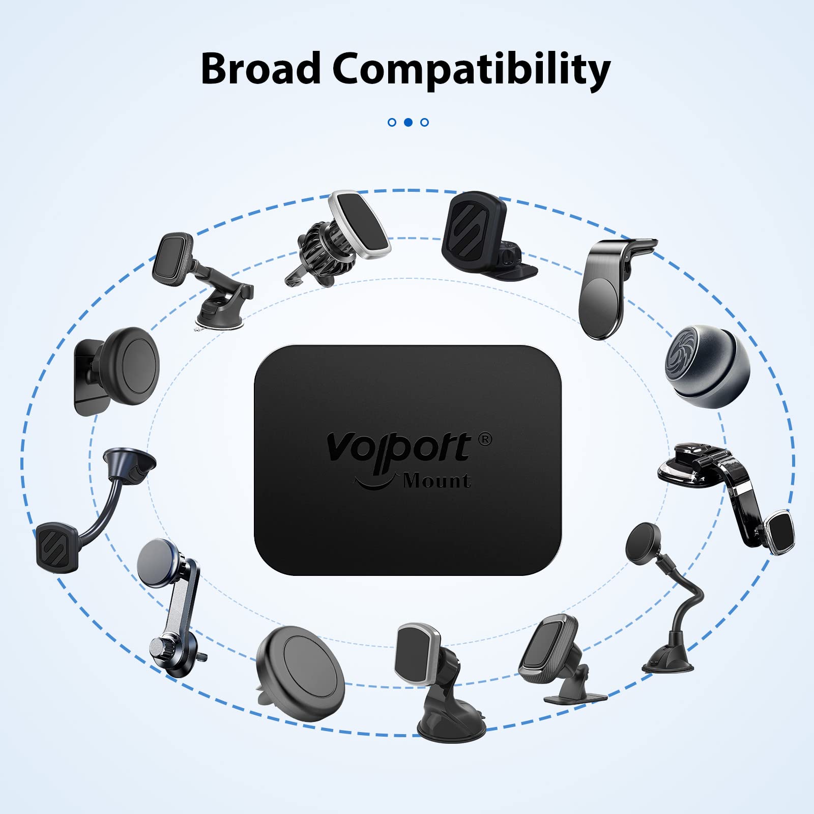 Volport Rectangle Metal Plate For Phone Magnet, Magicplate Replacement Disc With 3M Adhesive Backing Sticker For Magnetic Car Mo