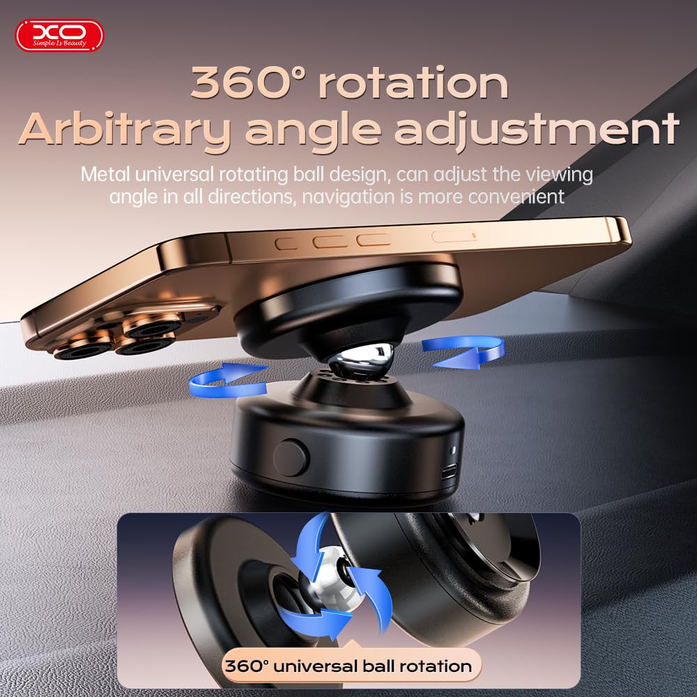 Magnetic Phone Holder, 360Rotation Car Phone Mount, Electric Vacuum Strong Magnet For Any Smooth Surface Kitchen Mirror Gym,Cell