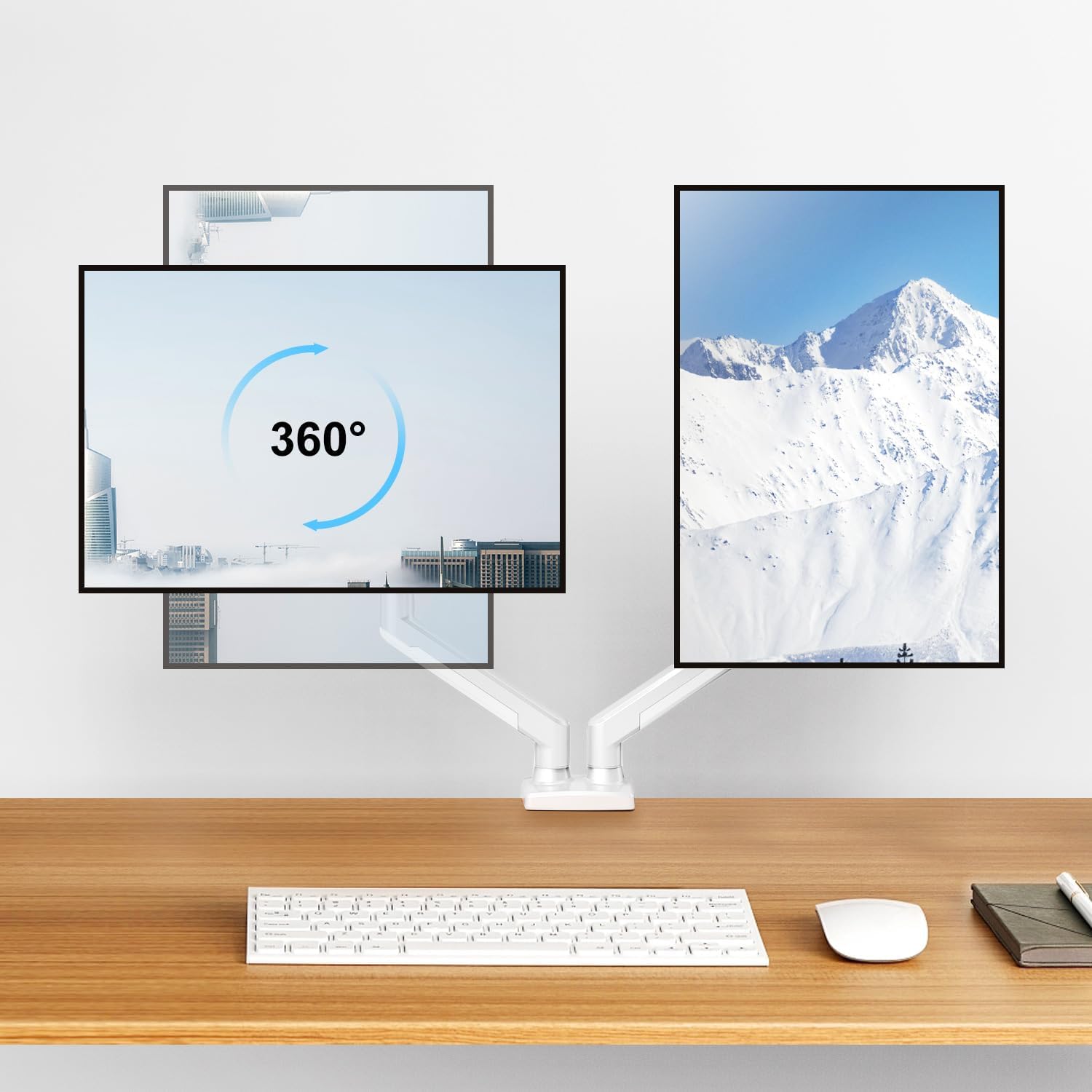 Ergofocus Dual Monitor Mount Fits 13 To 32 Inch Computer Screen, Dual Monitor Arm Hold Up To 19.8Lbs Each, Full Motion Monitor D