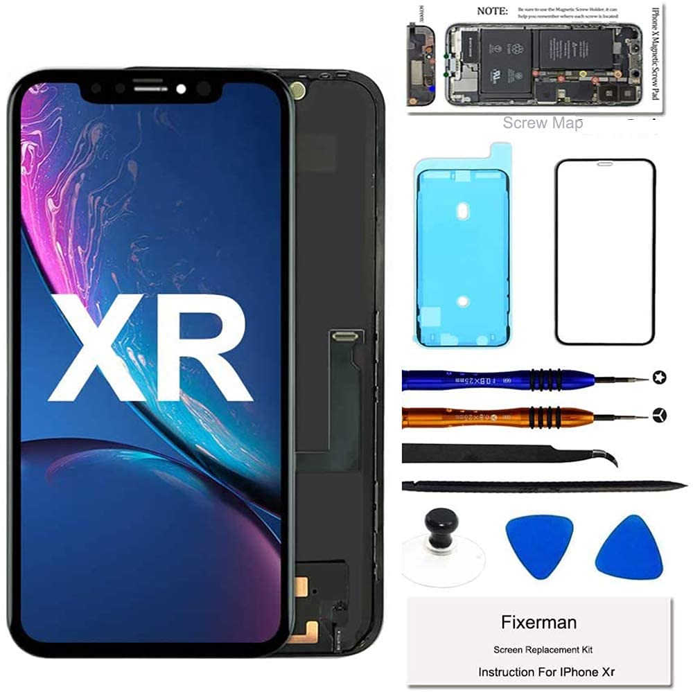 Fixerman For Iphone Xr Screen Replacement 6.1 Inch,Lcd Display Touch Screen Digitizer Assembly With Repair Tools, Compatible Wit