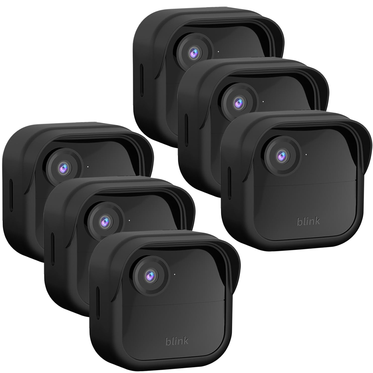 Qopoto Silicone Case Cover For All New Blink Outdoor 4 (4Th Gen), Weatherproof Protective Skin Cover With Hat Brim, 6 Pack, Blac