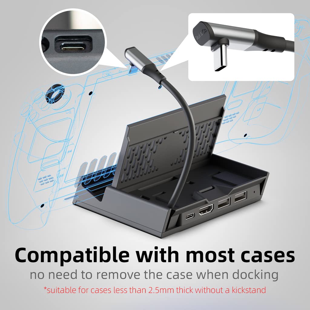 Skull & Co. SteamDock USB Hub HDMI Adapter for Steam Deck, ROG Ally, Switch OLED - Portable, Compact, Black, Model SDK-BK