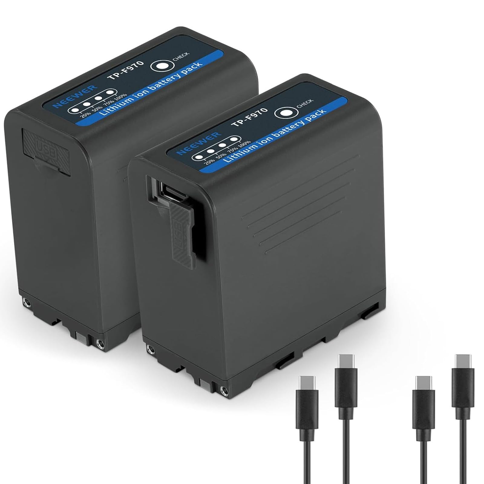 Neewer 2Pcs Np F970 Replacement Batteries 7800Mah, Rechargeable Np F Battery Compatible With Sony Np F550 750 950 970, 20W Type