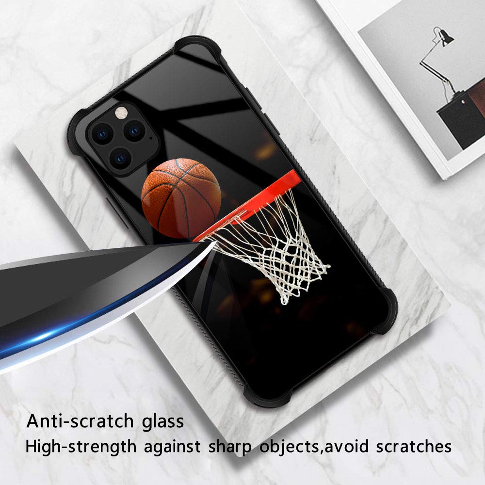 ZHEGAILIAN iPhone 13 Pro Max Phone Case Basketball Design Anti-Scratch Organic Glass TPU
