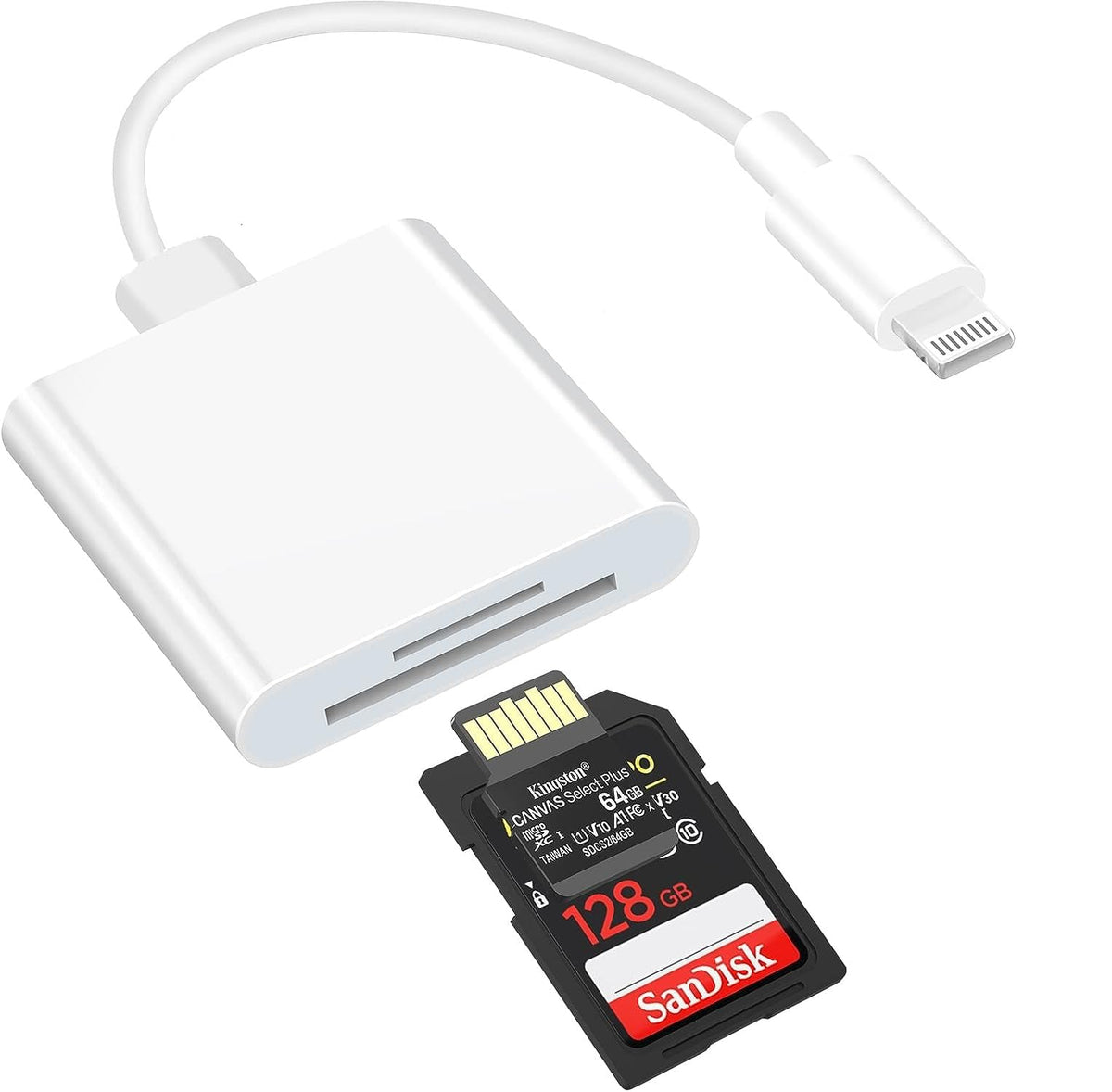 [Apple MFi Certified] Sd Card Reader for iPhone iPad, Dual Card Slot SD/TF Card Reader Camera Viewer Adapter Fast Data Sync Plug and Play for iPhone 14 13 12 11 XR XS SE, iPad, No Application Required