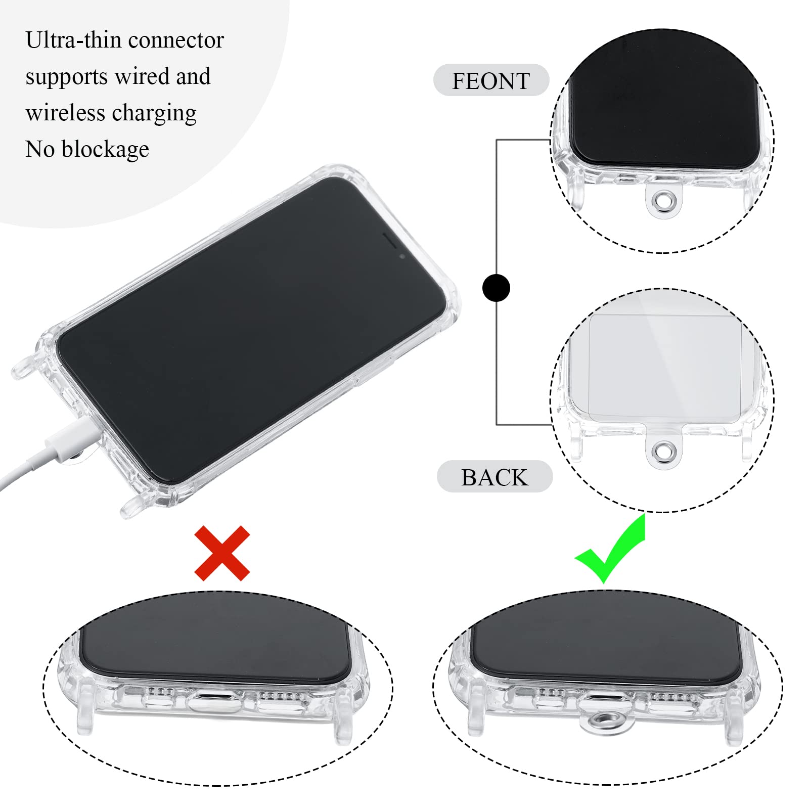 8 Pieces Phone Lanyard Patch Universal Phone Tether Plastic Phone Tether Tab Phone Case Lanyard With Metal Ring Compatible Cellp