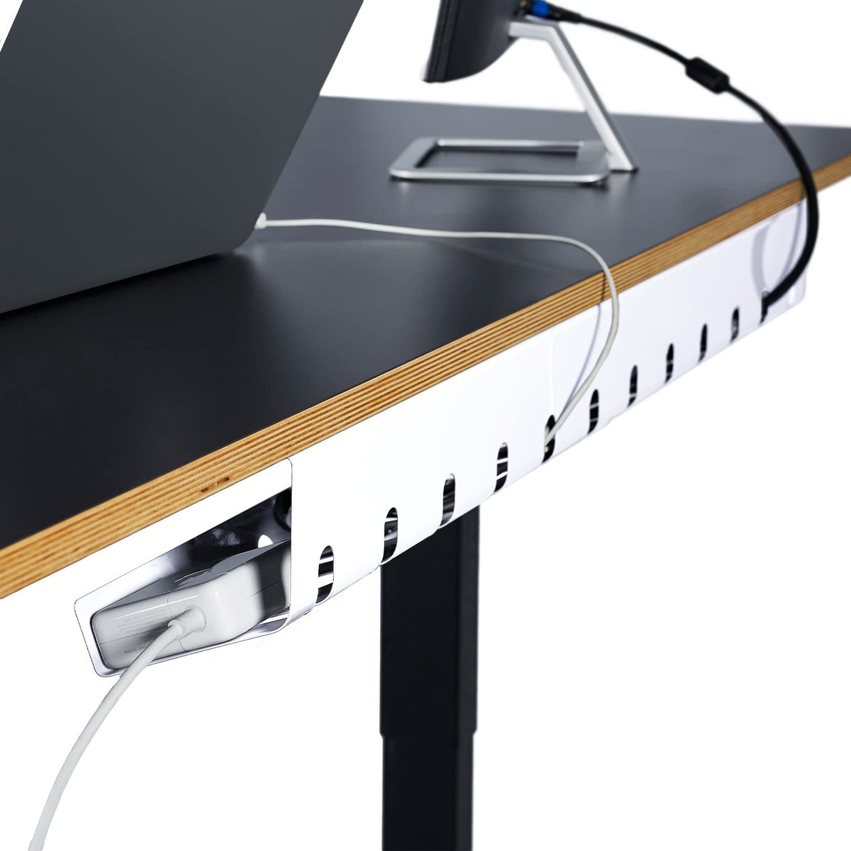 Pamo Cable Management Under Desk For Easy Mounting Under-Table I Set Of 3 - With 10X Cable Ties I Desk Organizer For Office/Home