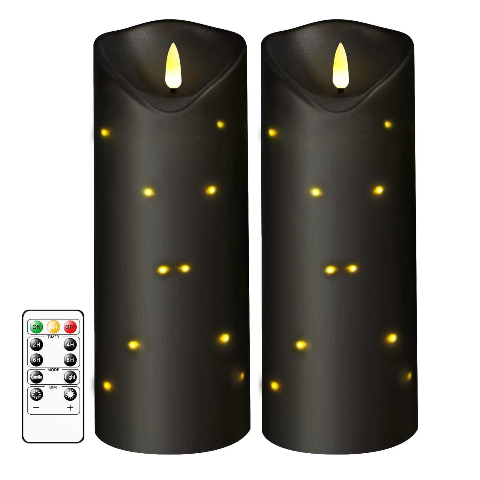 4 x10 Outdoor Flameless Candles Waterproof, Battery Operated LED Candles with Remote Control and Timer,Internal string lights,Bl