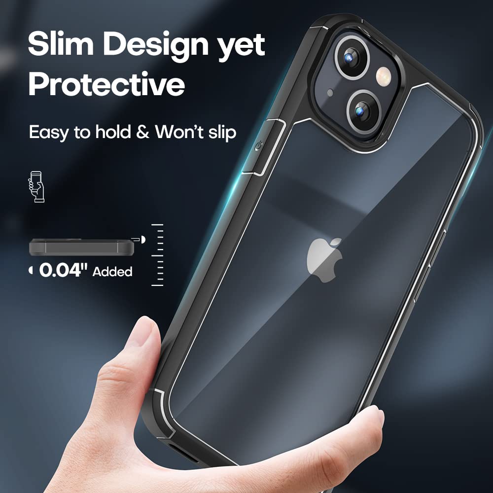 Tauri 5 In 1 For Iphone 13 Case Black, [Military Grade Drop Protection] Slim Shockproof Phone Lanyard Case 6.1 Inch