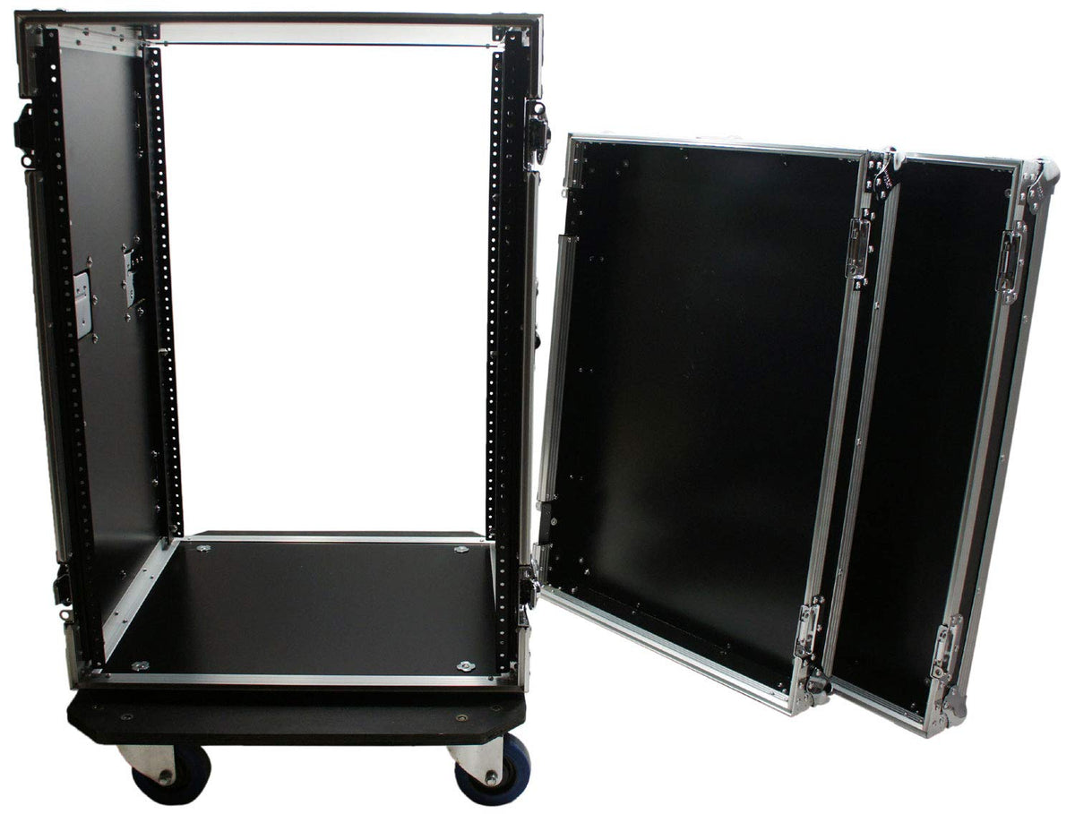 Harmony Cases Hc16Uadc Flight Dj Amp 16U Veritcal Rack Amplifier Enclosure Dj Case With Wheels