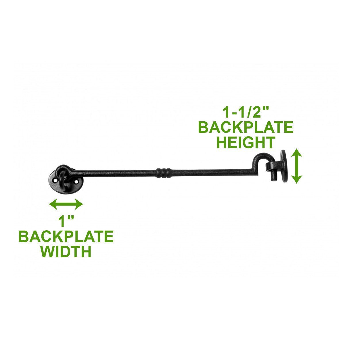 Renovators Supply Black Wrought Iron Cabin Hook Eye 11 Inches Long Large Decorative Privacy Hook Door Latches For Kitchen Cabine