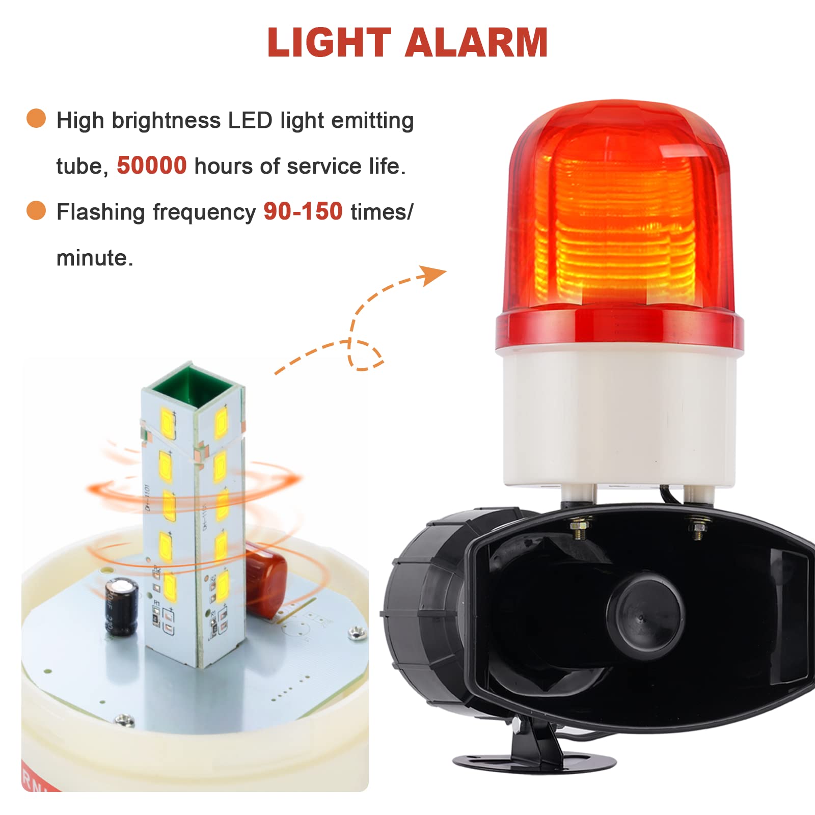 Saladulce Sound And Light Loud Alarm Siren With Strobe Light Industrial Led Warning Light Horn Siren Alarm 115Db 60W Lte 1101 (A