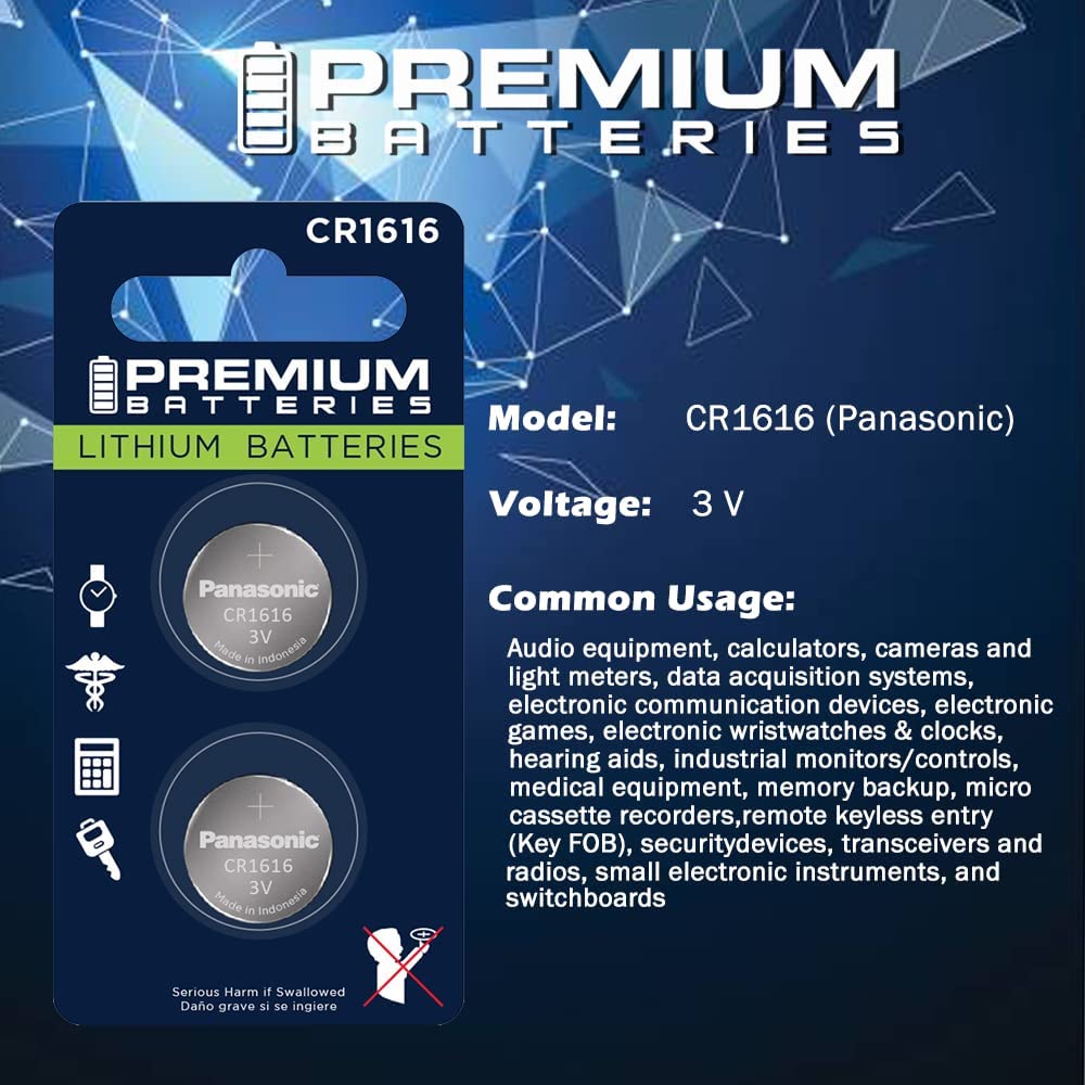 Premium Cr1616 Battery 3V Lithium Coin Cell   Japanese Engineered High Capacity Batteries (6 Pack)