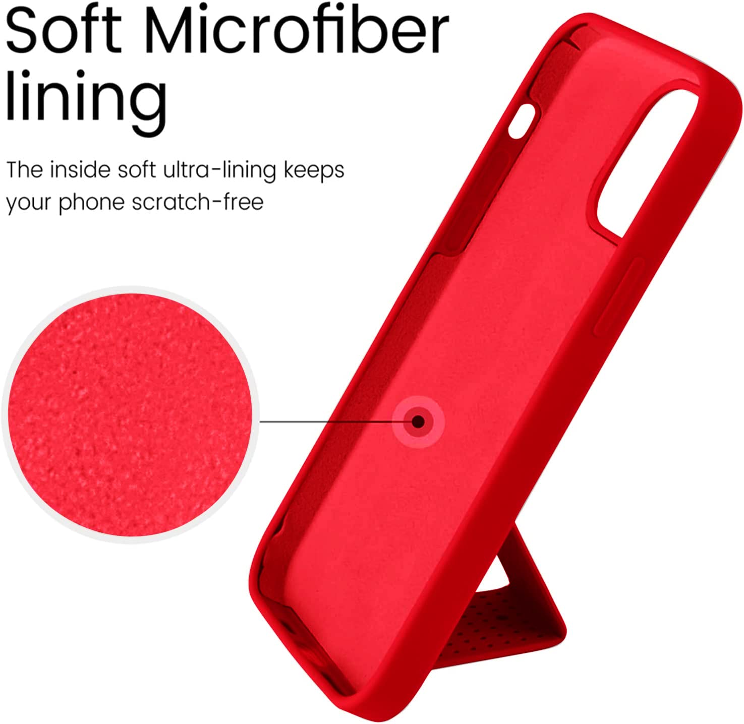 Laudtec Silicone Kickstand Case Compatible With Iphone 14 Case Vertical And Horizontal Stand Hand Strap Metal Kickstand, Flexibl