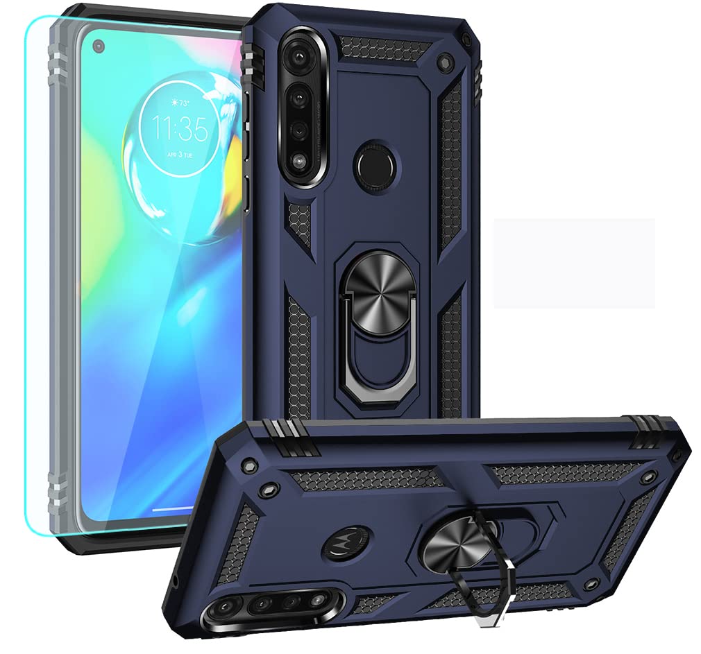 Yzok Compatible With Moto G Power 2020 Case,With Hd Screen Protector,[Military Grade] Ring Car Hybrid Hard Pc Soft Tpu Shockproo