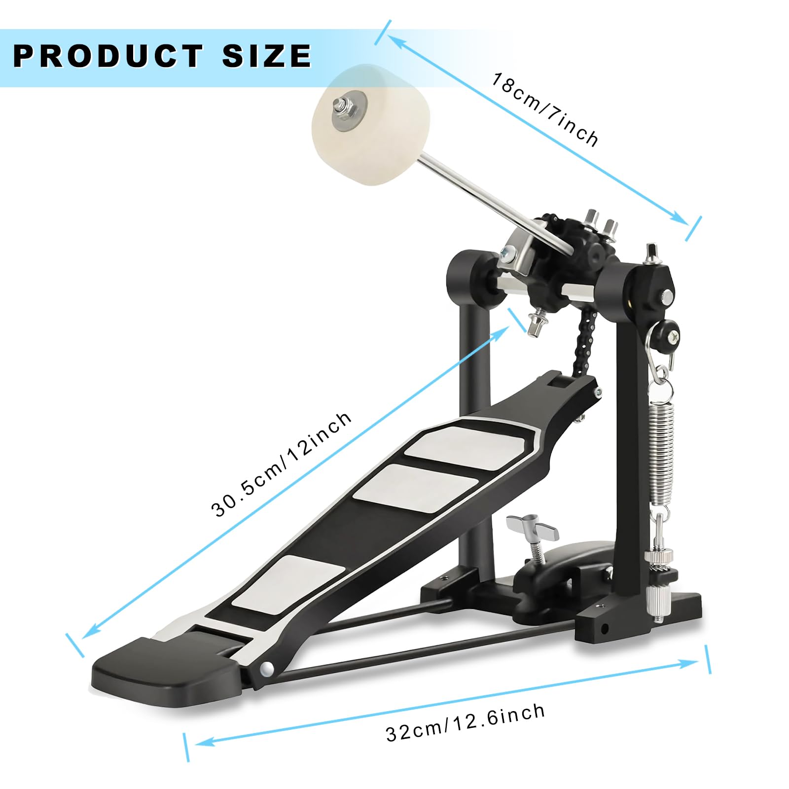 Bass Drum Pedal, Kick Drum Pedals Beater Head Bass Pedal For Drum Set