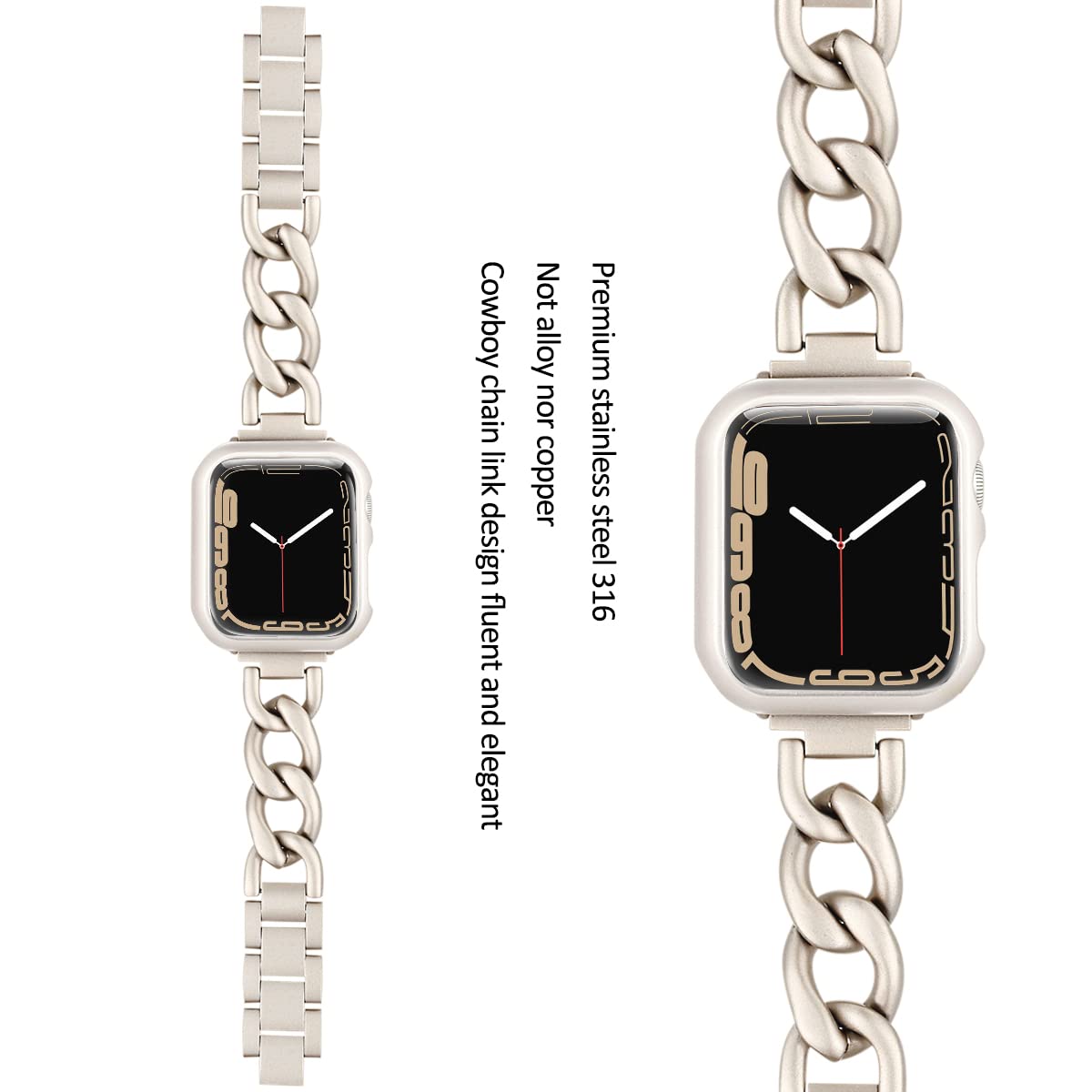 Dilando Starlight Chain Band Compatible With Apple Watch 38Mm 40Mm 41Mm Women Series 7, Stainless Steel Bracelet Bands With Prot