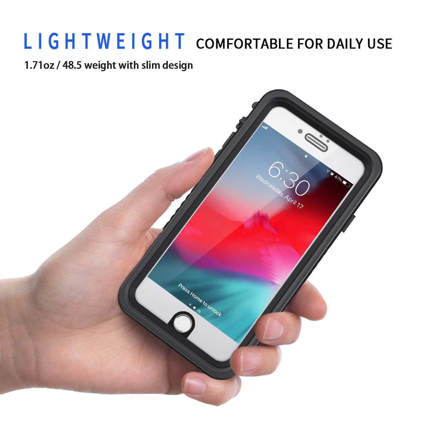 Lanhiem For Iphone 8 Plus Case, For Iphone 7 Plus Case, Ip68 Waterproof Dustproof Case With Built-In Screen Protector, Full Body