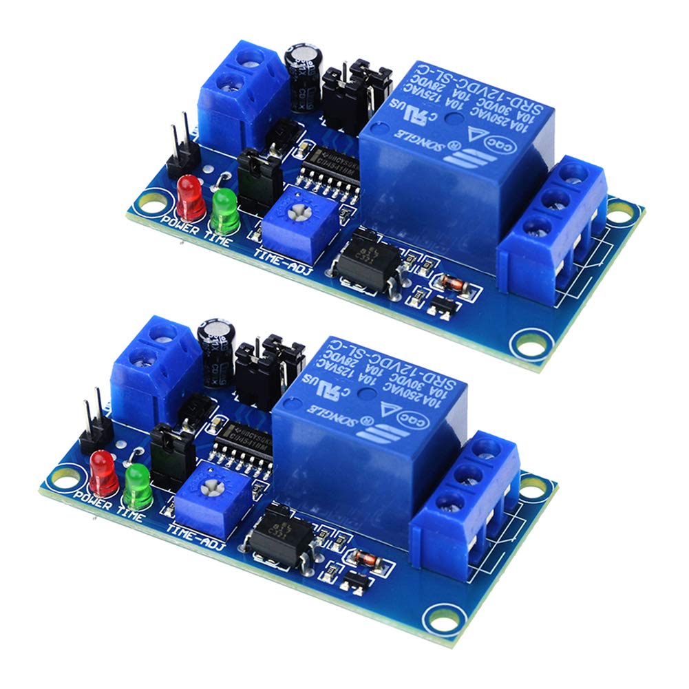 Anmbest 2Pcs Dc 12V Delay Relay Switch Turn On Off Switch Module With Time Timer Timing Adjustable Potentiometer Led Indicator D