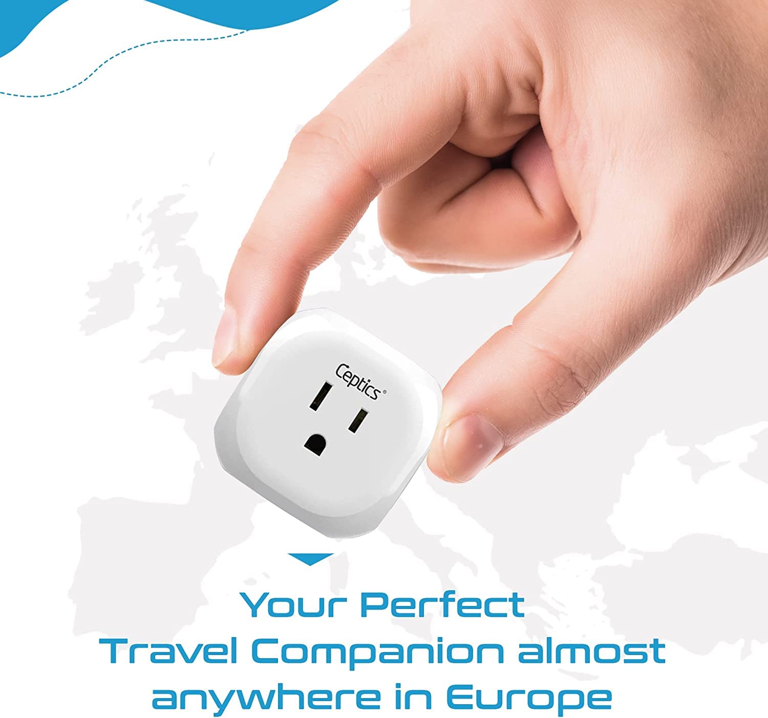 Ceptics India, Pakistan Travel Adapter   5 Input With Qc 3.1A Dual Usb And Usb C   Ultra Compact   Light Weight   Usa To Any Typ