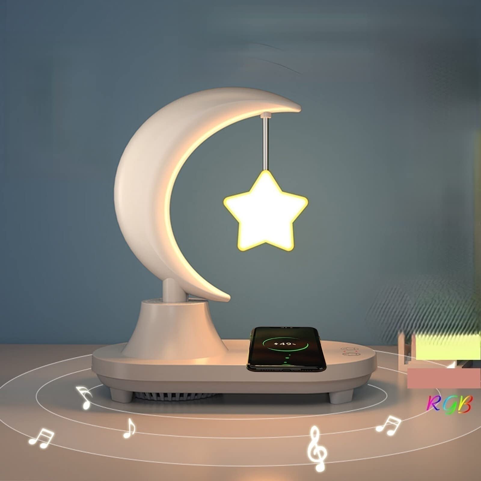 3 In 1 With Bluetooth Audio And Wireless Charging Function Of The Led Bedside Romantic Colorful Atmosphere Night Light(????? Not