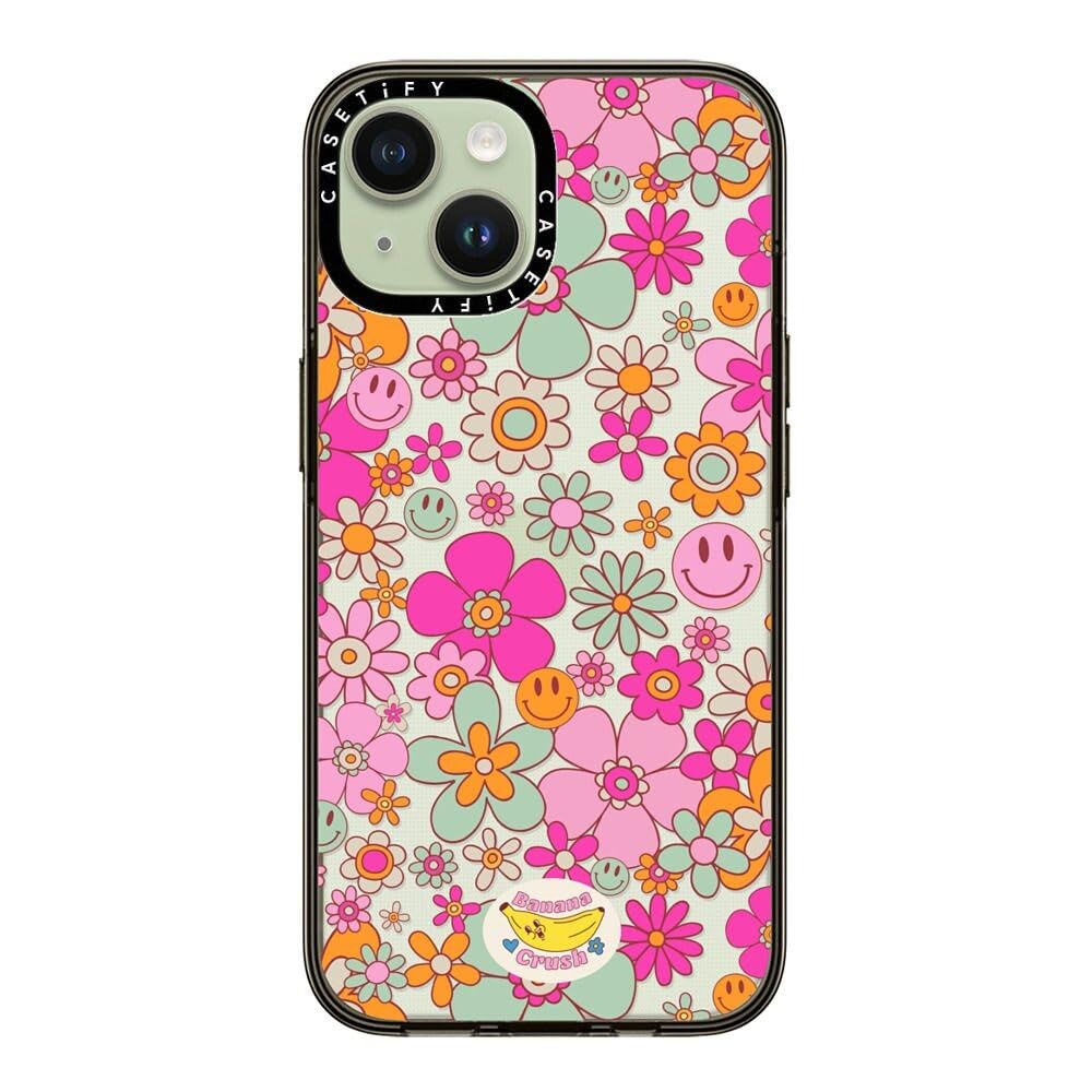 Casetify Compact Case For Iphone 15 [2X Military Grade Drop Tested / 4Ft Drop Protection]   Groovy Pattern Clear   Clear Black