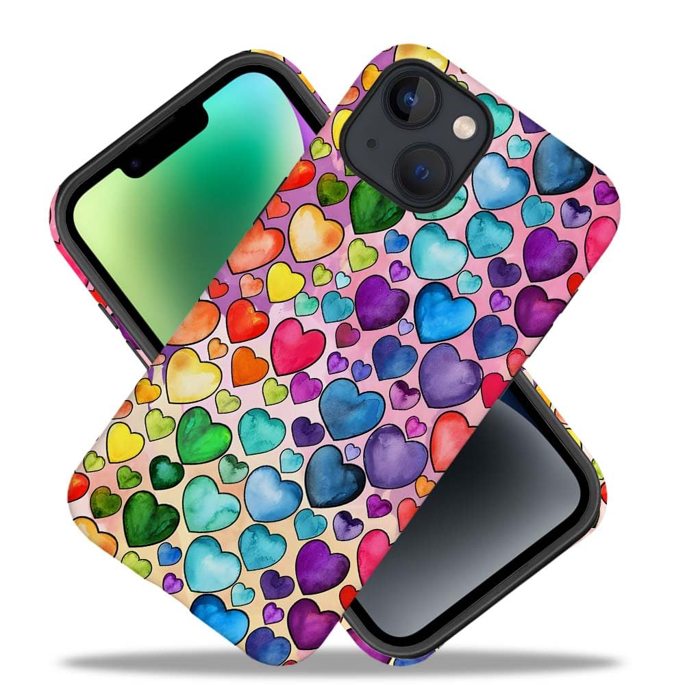 Seized Case Compatible With For Iphone 15,Colorful Heart Lovely Cute Pink Phone Case For Girl Women Boy Men,Durable Protection C