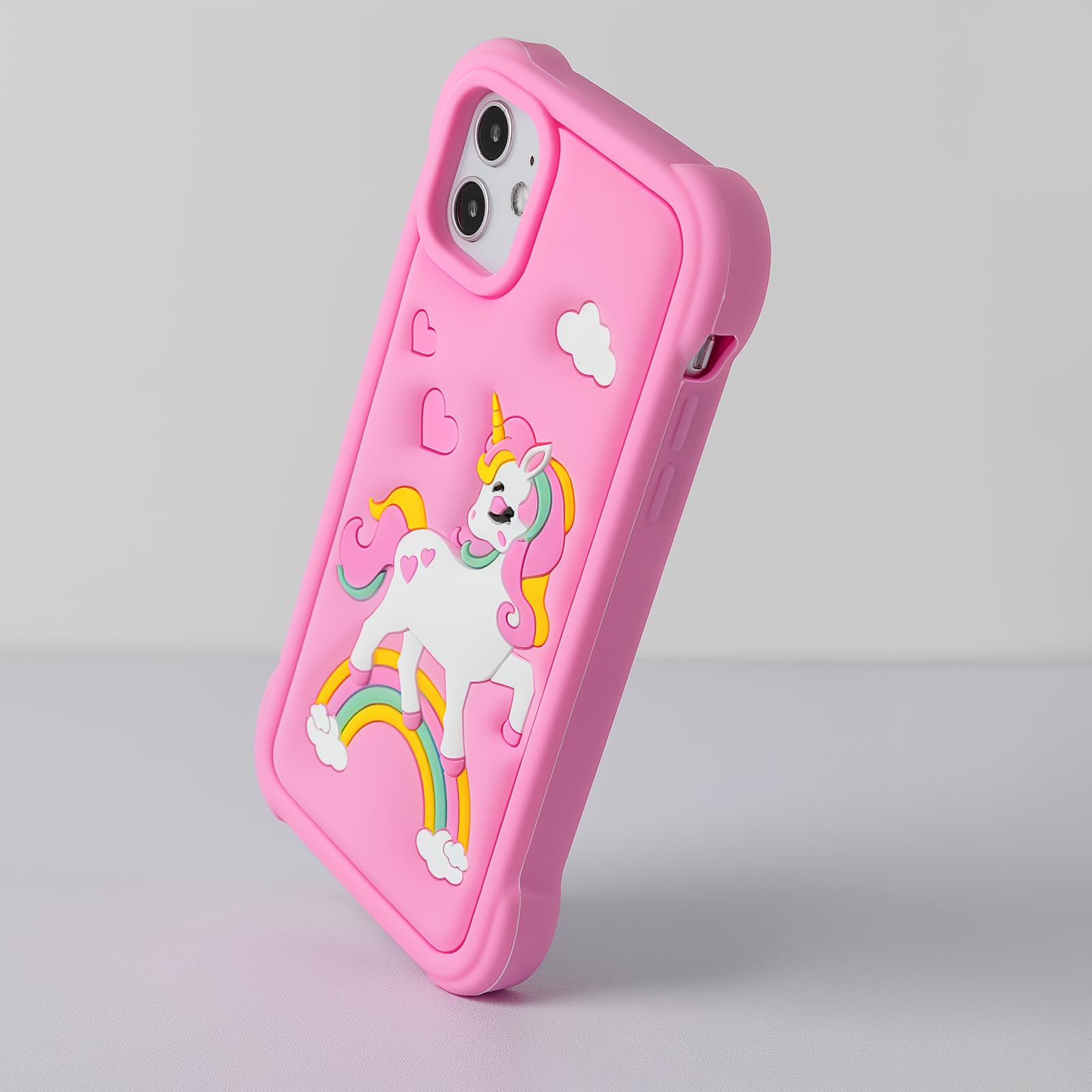 Mouzor Cute Pink Rainbow Unicorn Case Compatible With Iphone 11 Case, Horse Kawaii Animals 3D Cartoon Soft Silicone Heavy Duty P