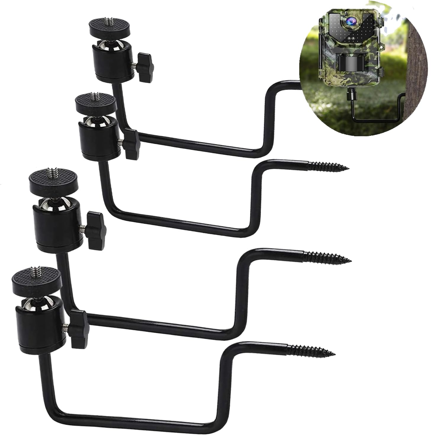 Beietree Trail Camera Mount, Adjustable Angle Supports 5Kg, 4 Pieces, Iron And Lacquered, Screw 1/4 Inch