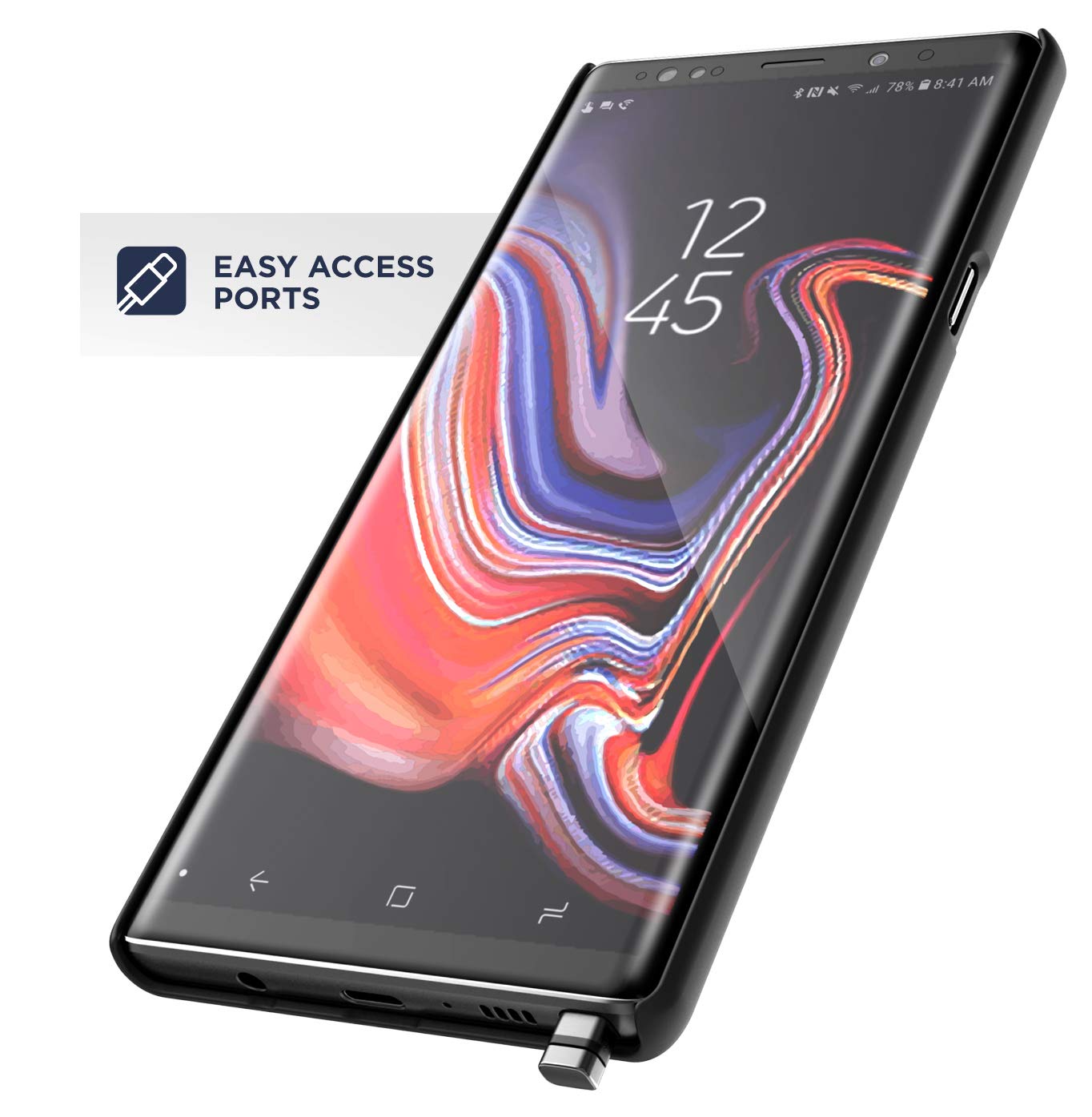 Encased Belt Case For Samsung Galaxy Note 9 Holster Clip - Ultra Slim Combo Shell With Metal Kickstand - Slimline Black