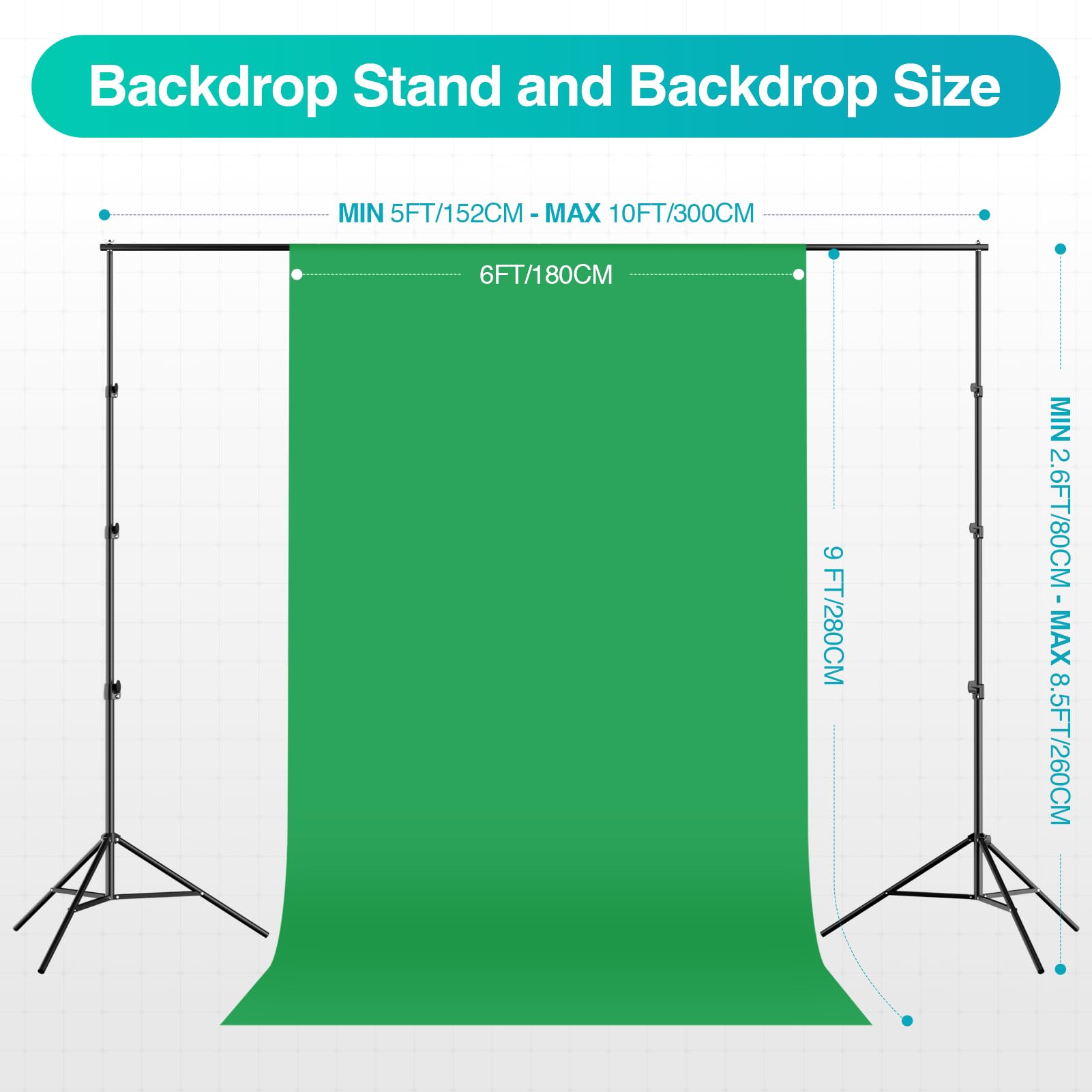Emart 8.5 X 10 Ft Backdrop Support System, Professional Photography Lighting Kit With 43'' Reflector | 6X9 Ft Muslin Backdrop *3