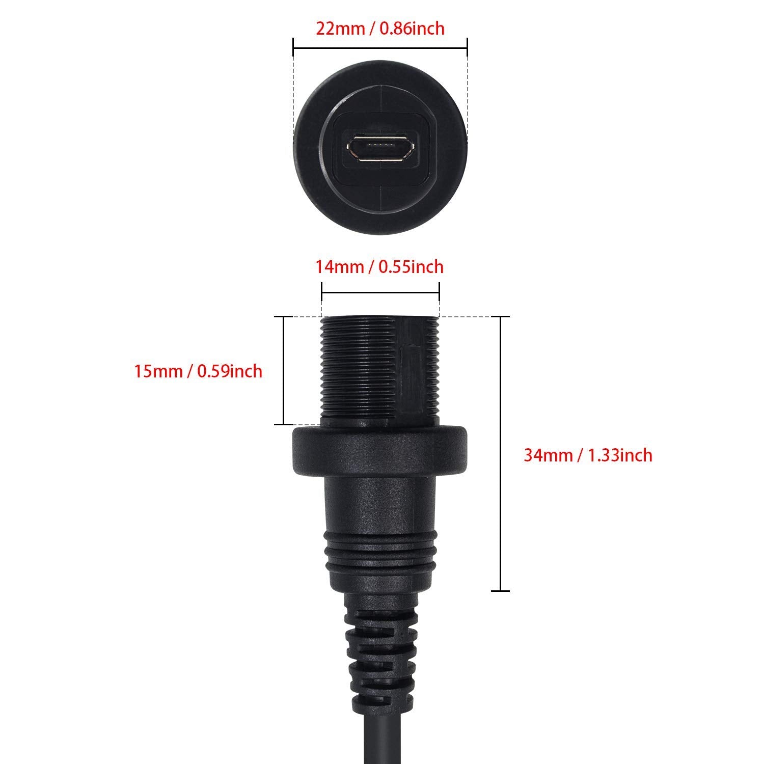 Duttek Micro Usb Panel Mount Cable, Left Angled 90 Degree Micro Usb Mount Extension Dash Flush Cable Male To Female For Car, Boa