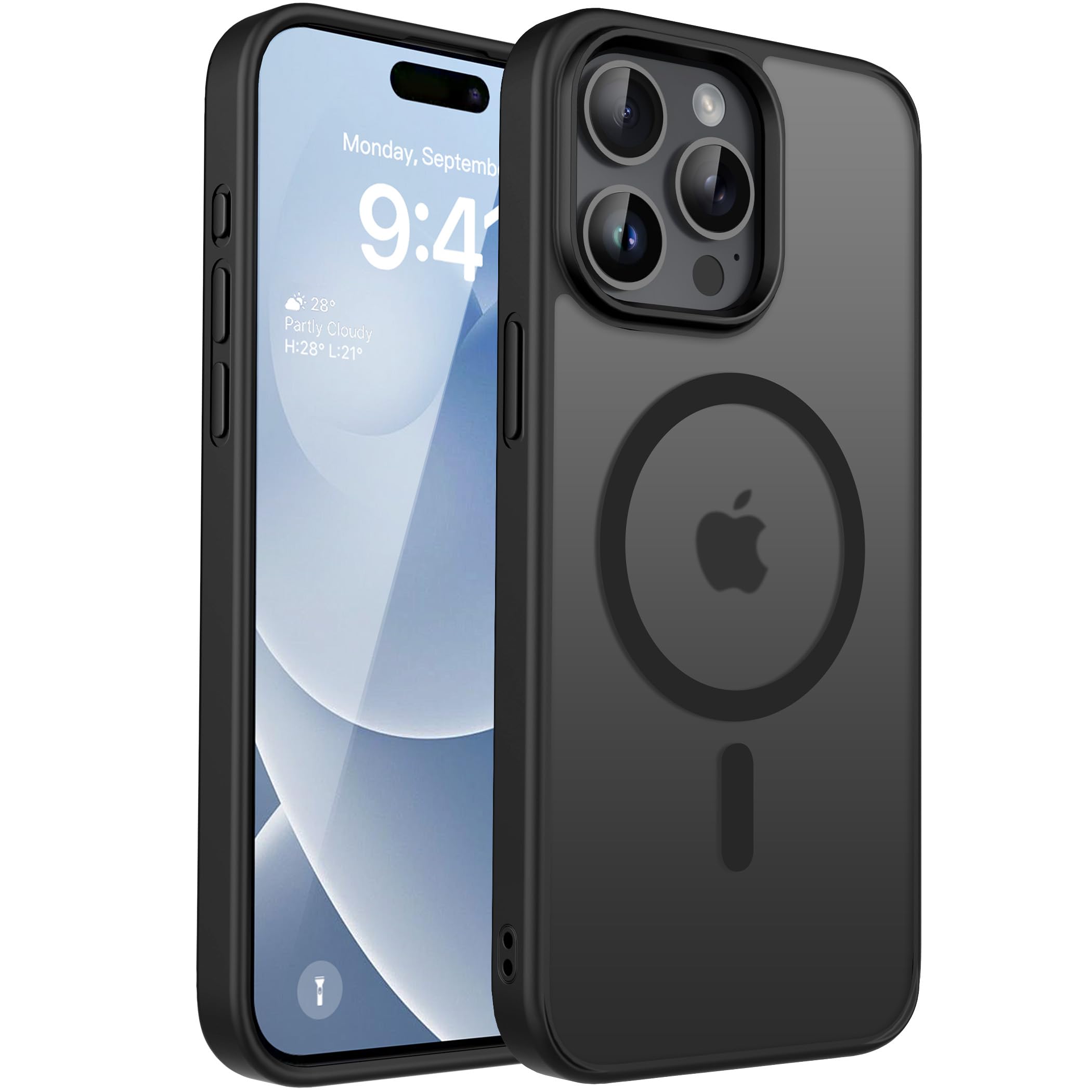 CACOE Magnetic Case for iPhone 15 Pro 6.1 inch-Compatible with MagSafe & Magnetic Car Phone Mount,Not Yellowing Anti-Scratch (Ma