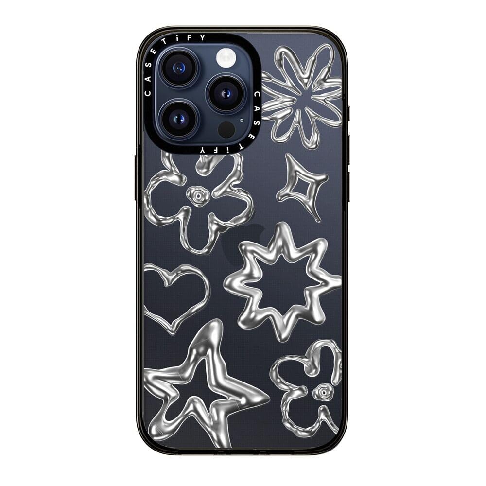 Casetify Compact Iphone 15 Pro Max Case [2X Military Grade Drop Tested / 4Ft Drop Protection]   Stars Prints   Chrome Doodles