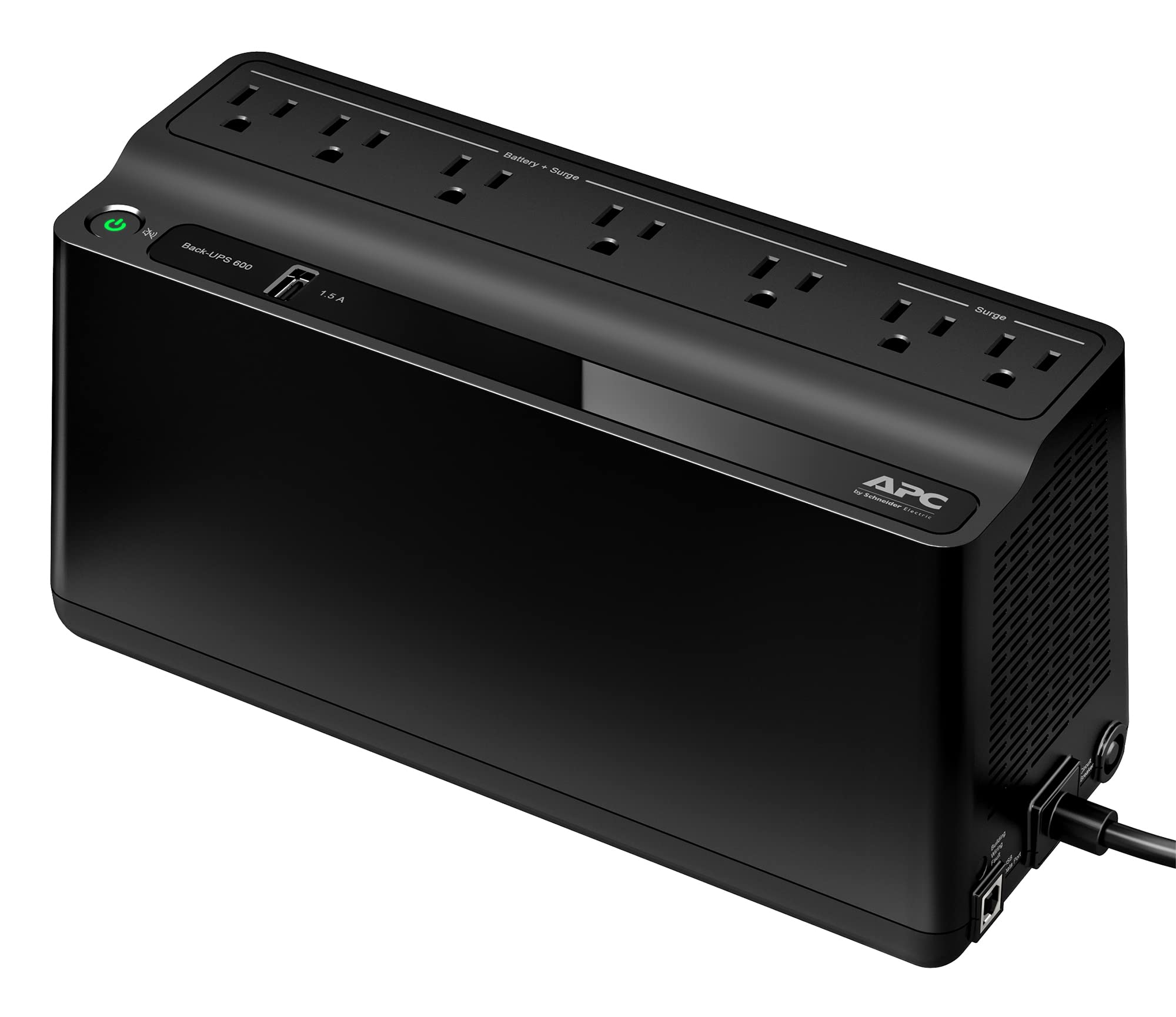 APC UPS Battery Backup & Surge Protector, 600VA Backup Battery Power Supply, BE600M1 Back-UPS with USB Charging Port, Pack of 2