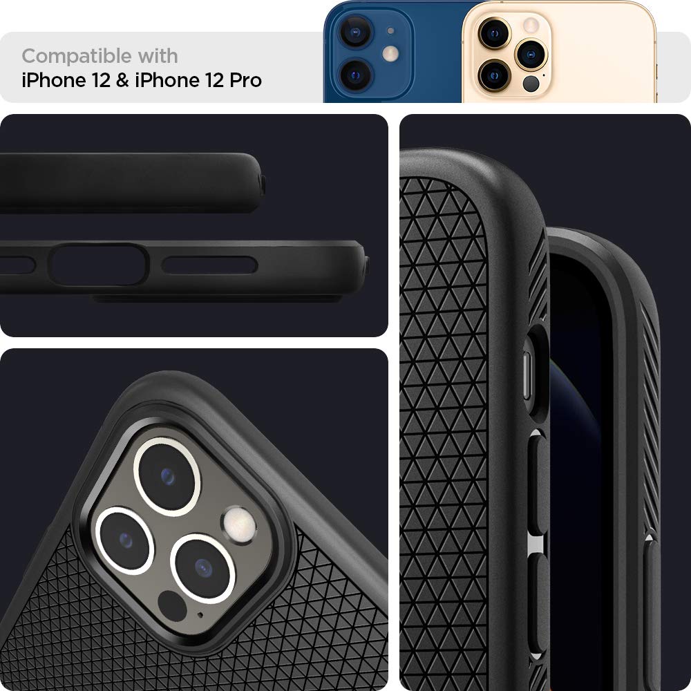 Spigen For Iphone 12 Pro Case, Liquid Air Case For Iphone 12 & 12 Pro - Matte Black