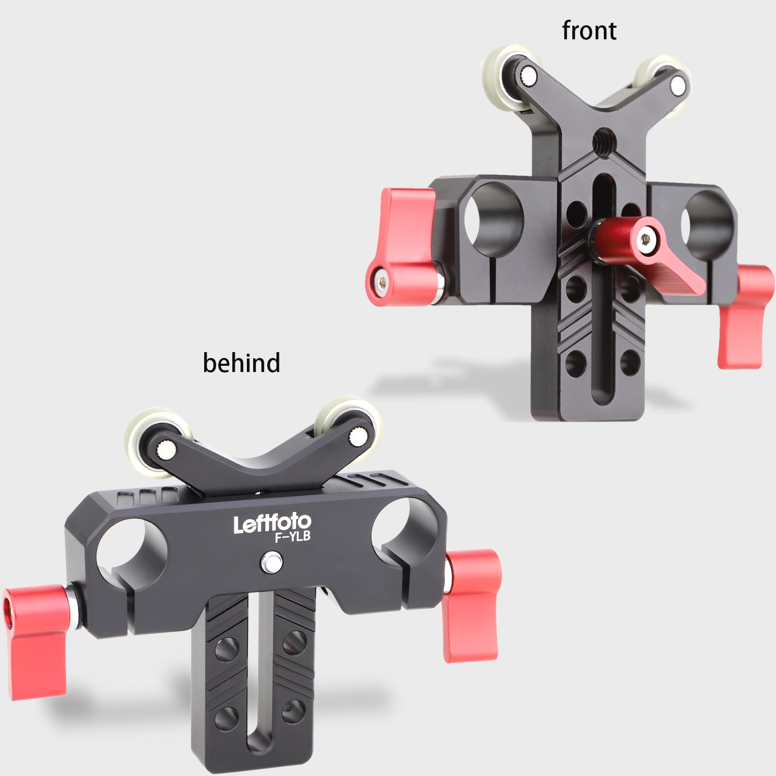 Leftfoto Y Shaped Lens Bracket,Telephoto Long Lens Support Bracket With Built In Pulley,For Dslr Camera Shoulder Rig With 15Mm R