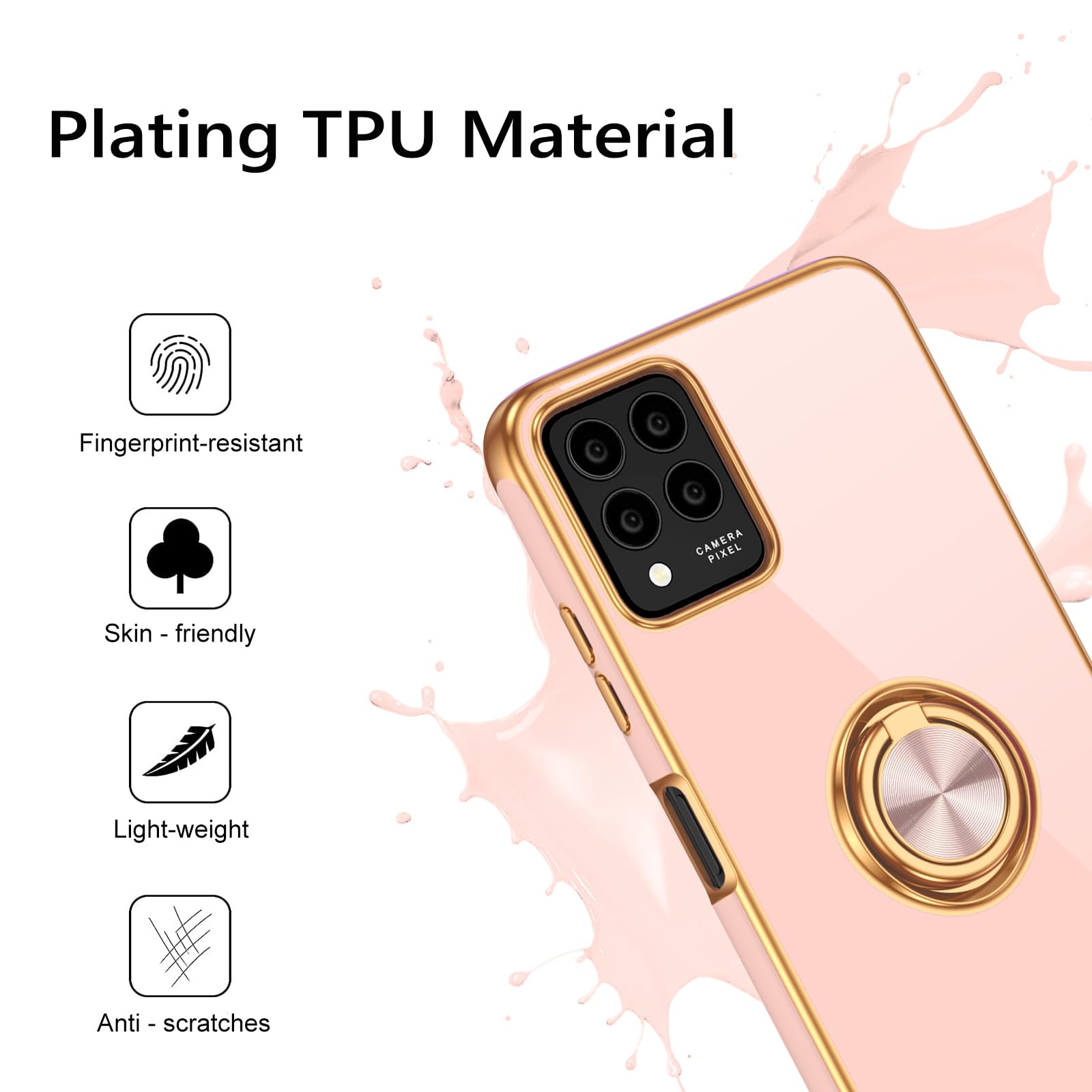 Guagua For T-Mobile Revvl 6 Pro/6X Pro Case With 360 Ring Holder Kickstand Magnetic Car Mount Supported Slim Soft Tpu Shockproof