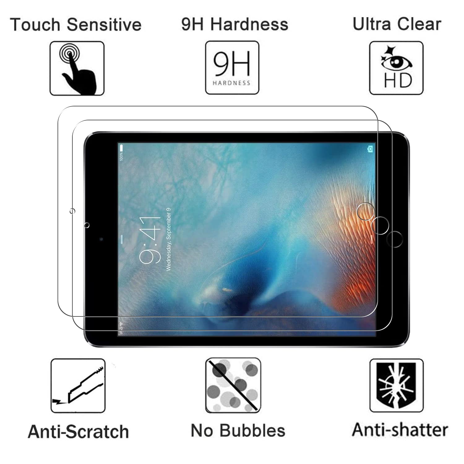 Gozopo Screen Protector For Ipad Mini 5 (2019) And Ipad Mini 4, [Premium 2.5D Edge] Ipad Mini 5Th/4Th Generation Tempered Glass