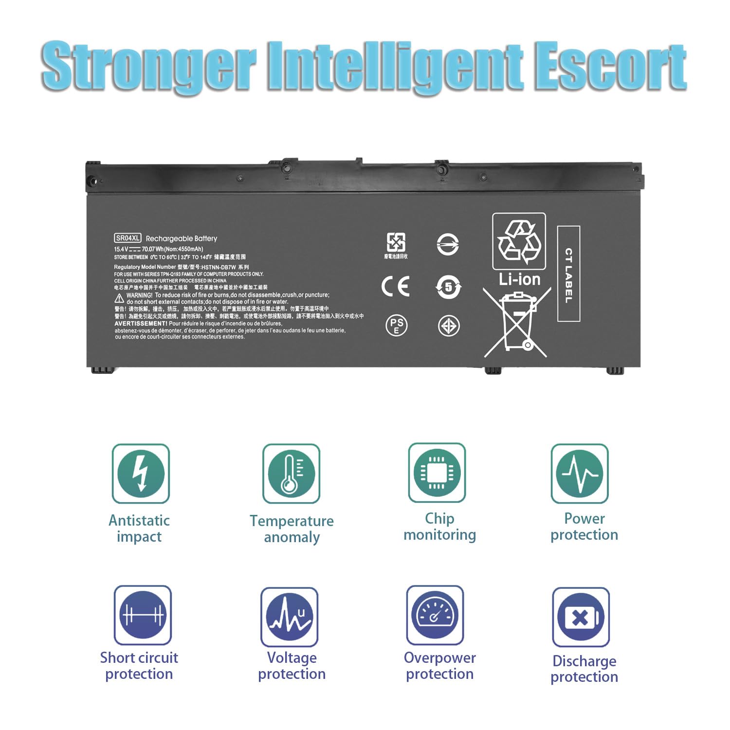 Sr04Xl Battery Sr03Xl 15.4V 70.07Wh For Hp Omen 15 Ce0Xx 15 Dc0Xx 15 Ce009La 15 Ce015Dx 15 Dc0051Nr Pavilion 15 Cb0Xx 15 Cx0Xx 1