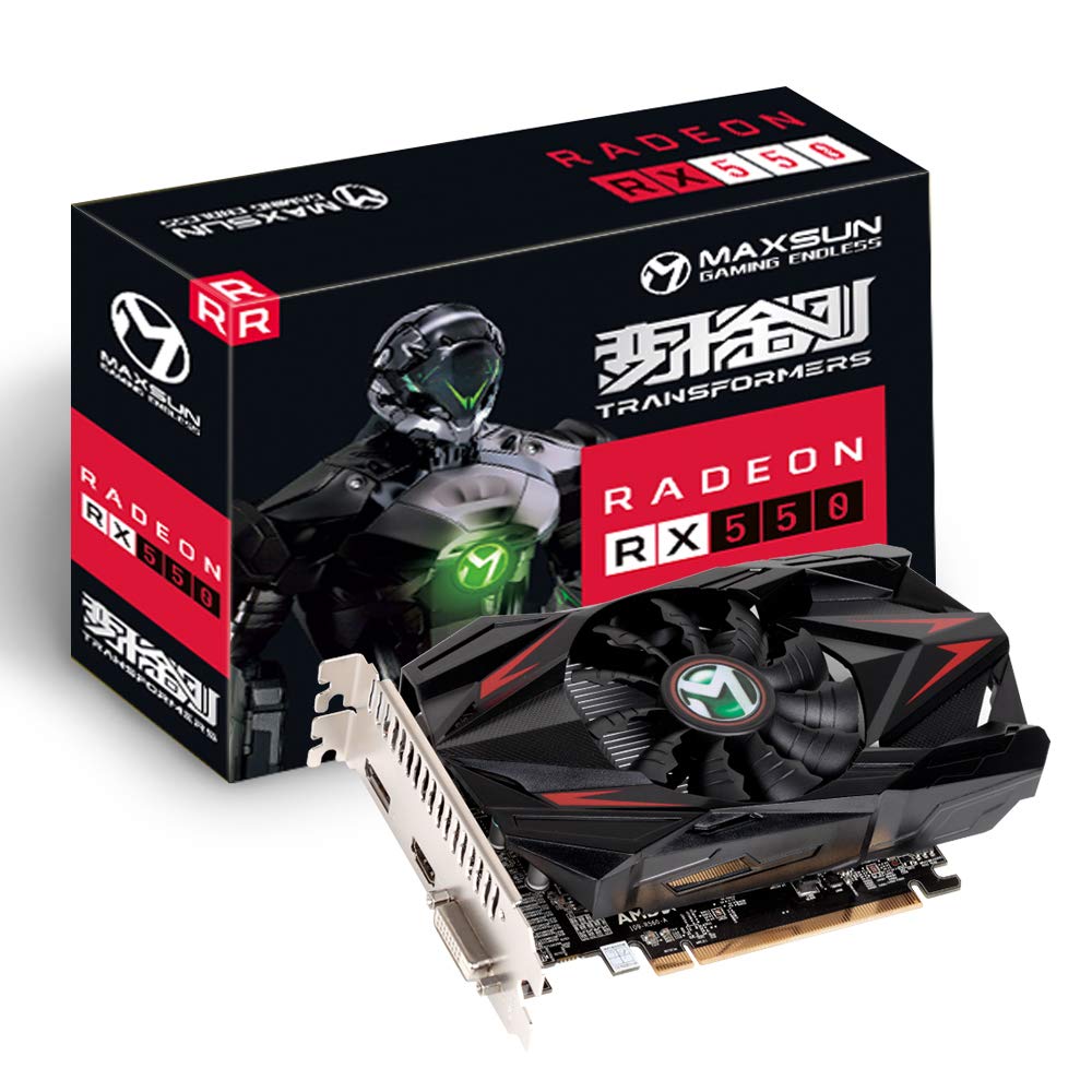 Maxsun Amd Radeon Rx 550 4Gb Gddr5 Itx Computer Pc Gaming Video Graphics Card Gpu 128-Bit Directx 12 Pci Express X16 3.0 Dvi-D D