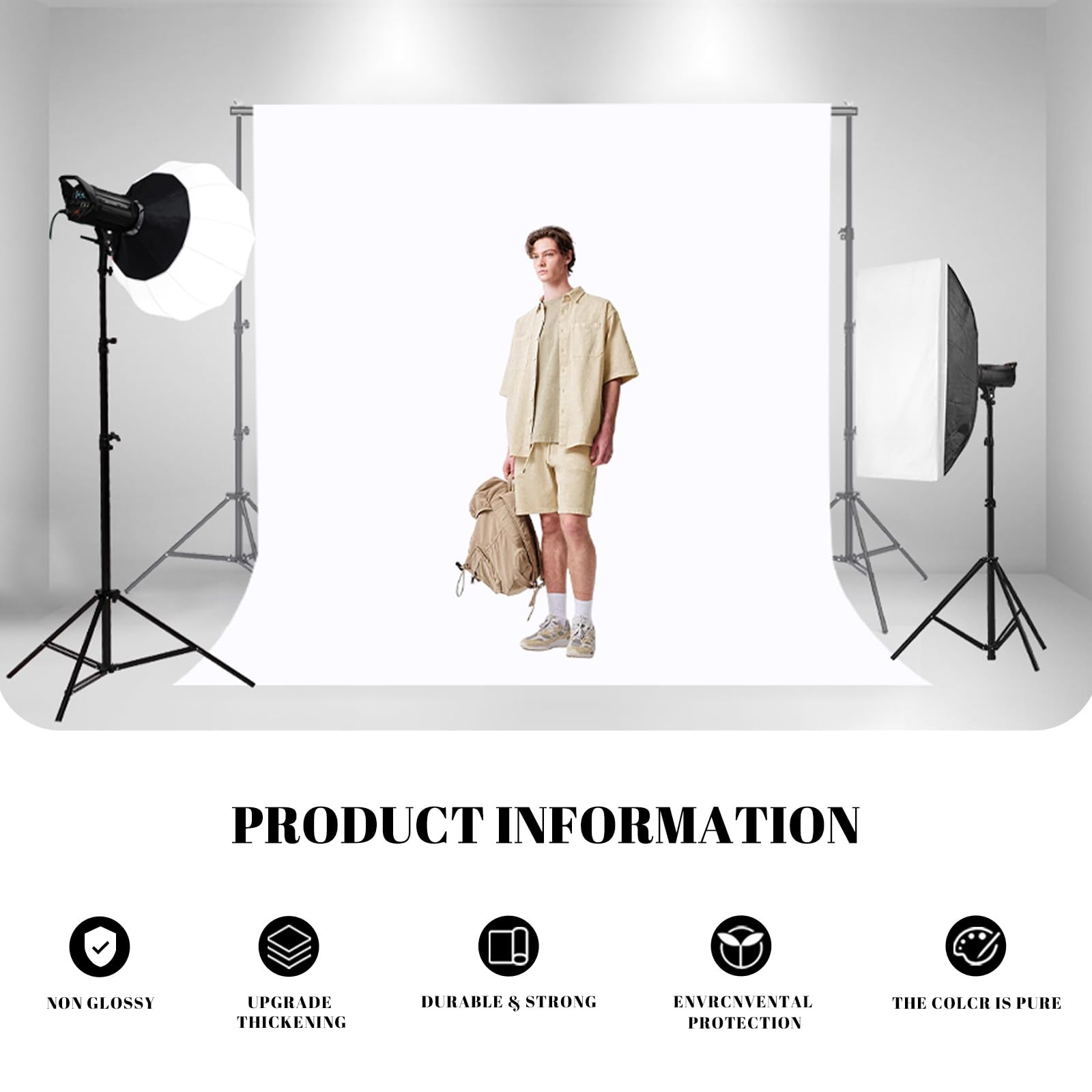 Beiyang 10 X10 Ft White Backdrop Screen For Photography, White Background Cloth For Soft Light, White Backdrop Curtain For Portr