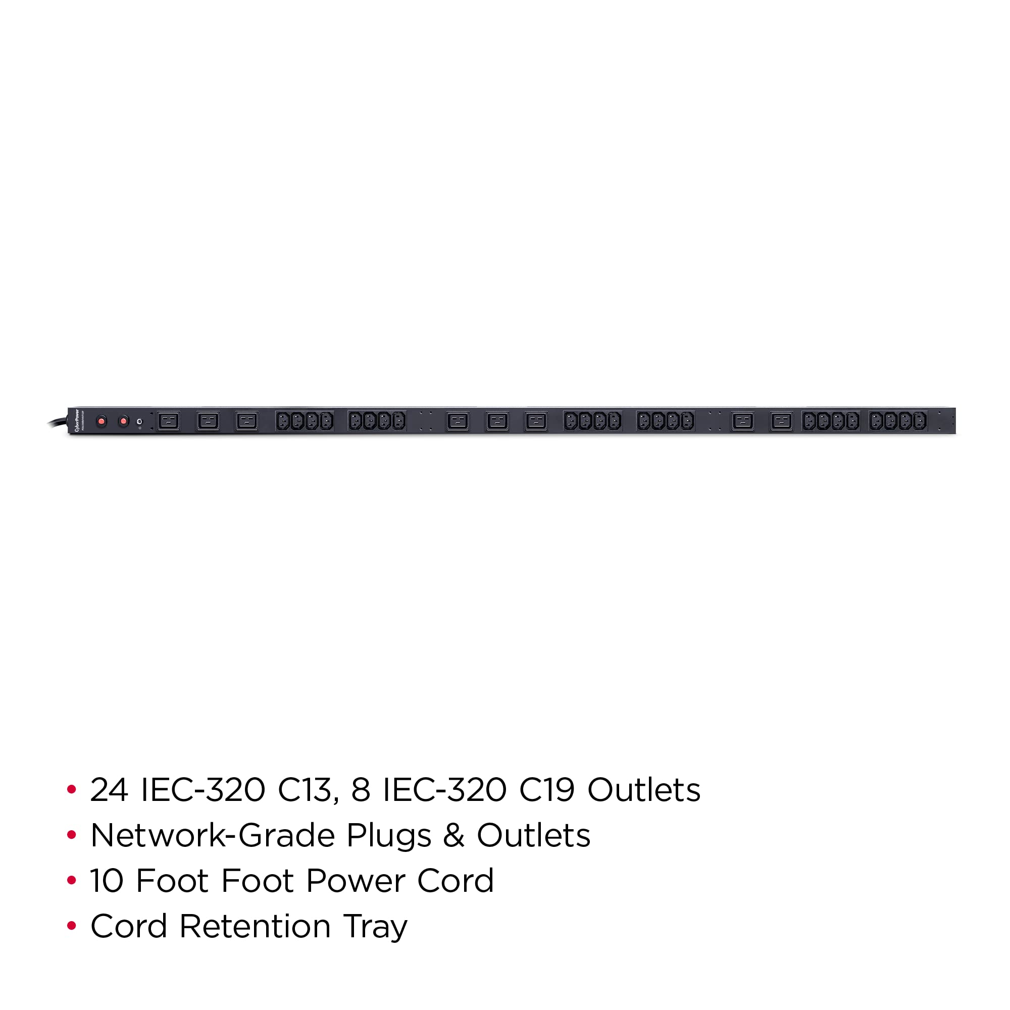 Cyberpower Pdu30Bvhvt32F Basic Pdu, 200 230V, 30A (Derated To 24A), 32 Outlets, 0U Rackmount