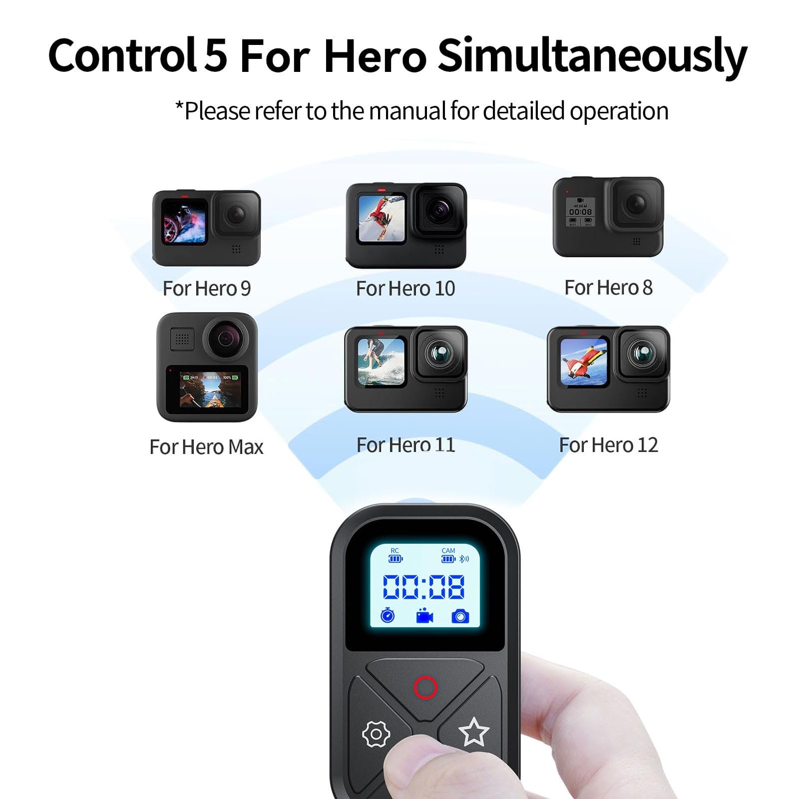 Smart Wireless Remote Control For Gopro - Camera Controller For Gopro Hero 13 12 11 10 9 8 Gopro Max Lcd Display Magnet Charger