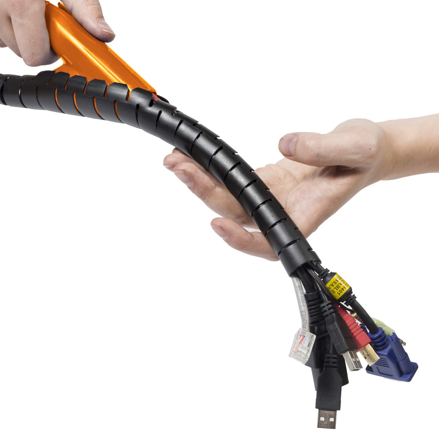 D Line Cable Zipper Cord Tube Organizer With Zip Tool, Cable Management Sleeve, Cover For Long Wire Runs, 1 Inch Diameter (8.2 F