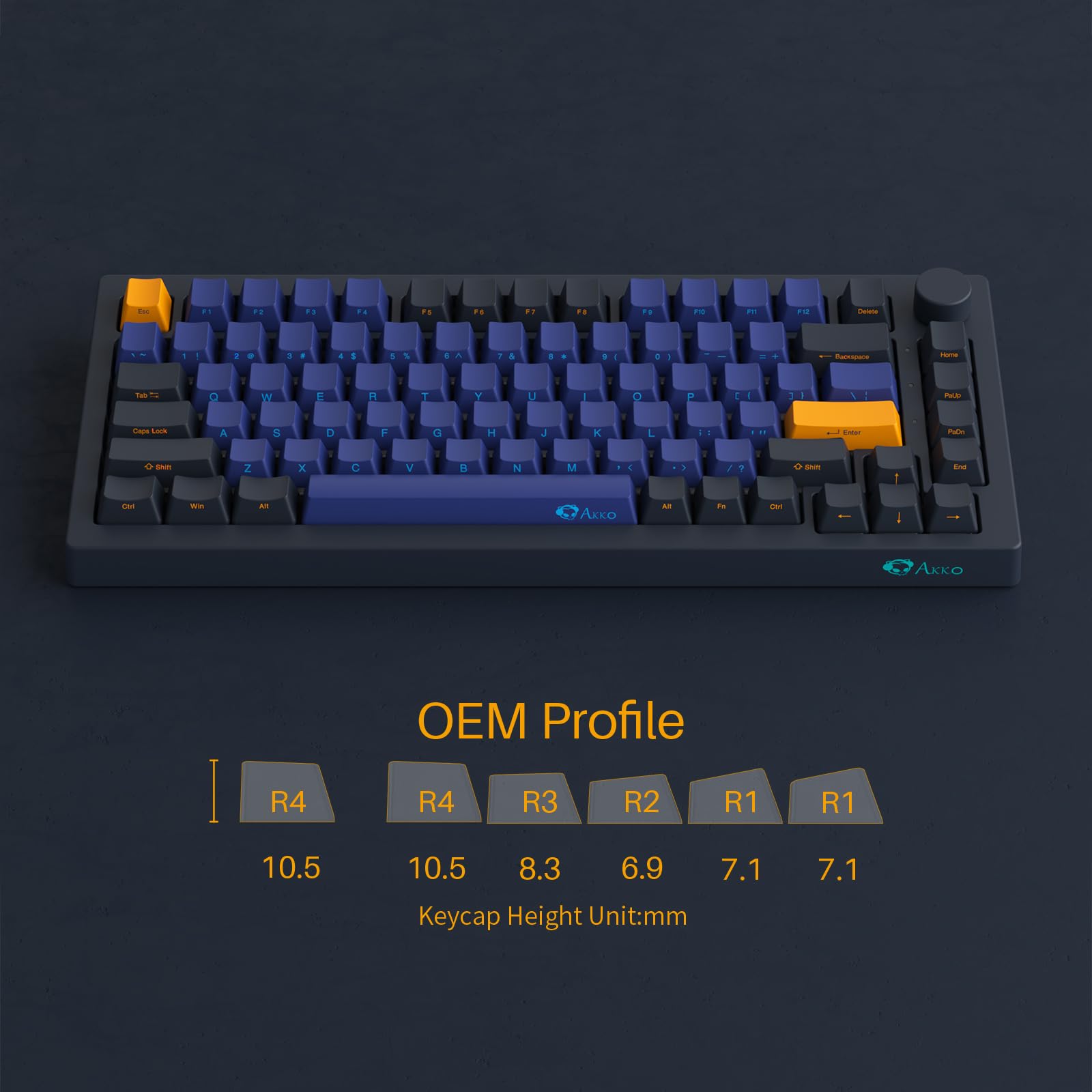 Akko 5075B Plus Mechanical Keyboard 75% Rgb Hot Swappable Gaming Keyboard With Knob, Horizon Theme Keyboard With Pbt Double Shot