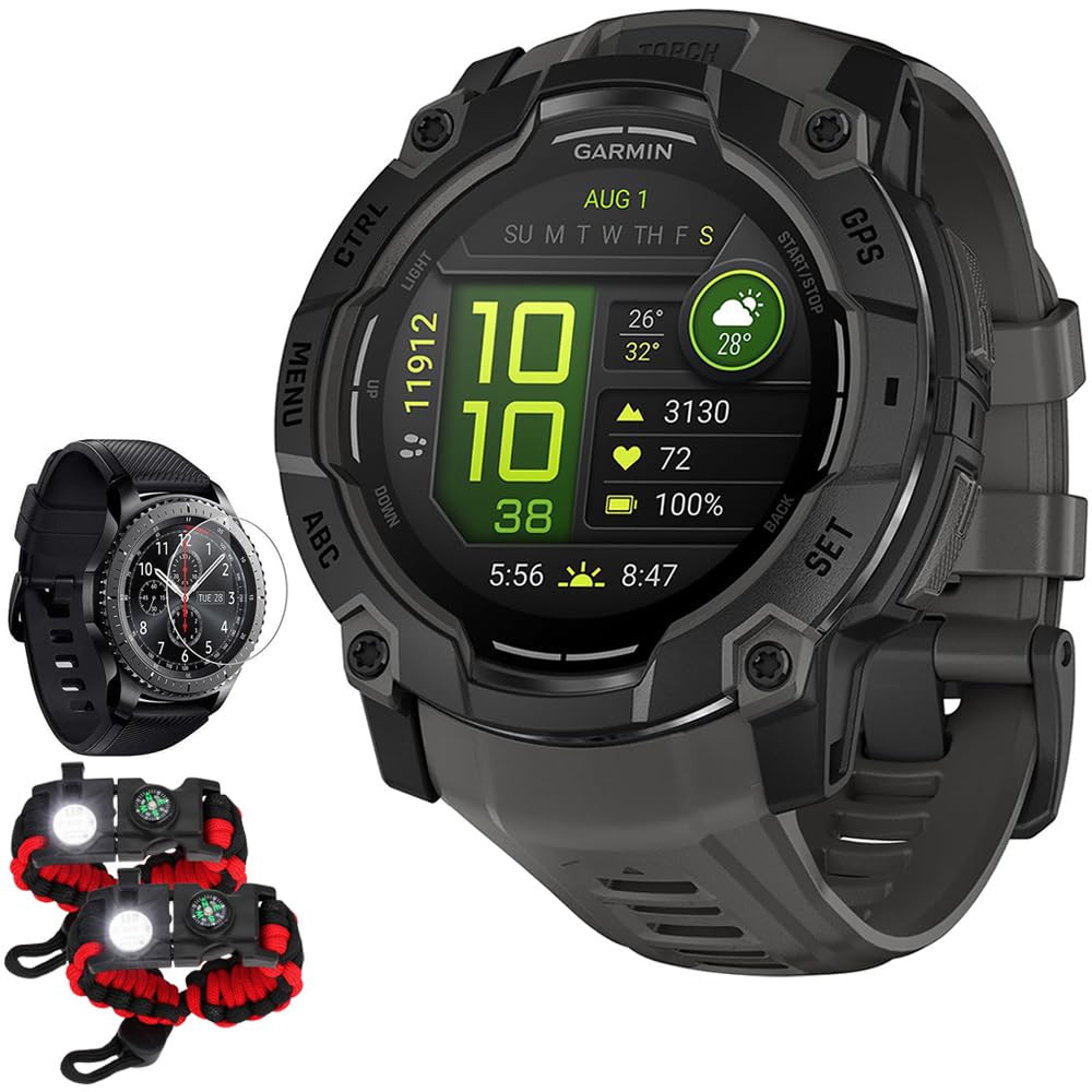 Garmin Instinct 3-50 Mm Outdoor Gps Smartwatch, Amoled, Black With Black Band 010-03020-00 Bundle With Deco Essentials Screen Pr